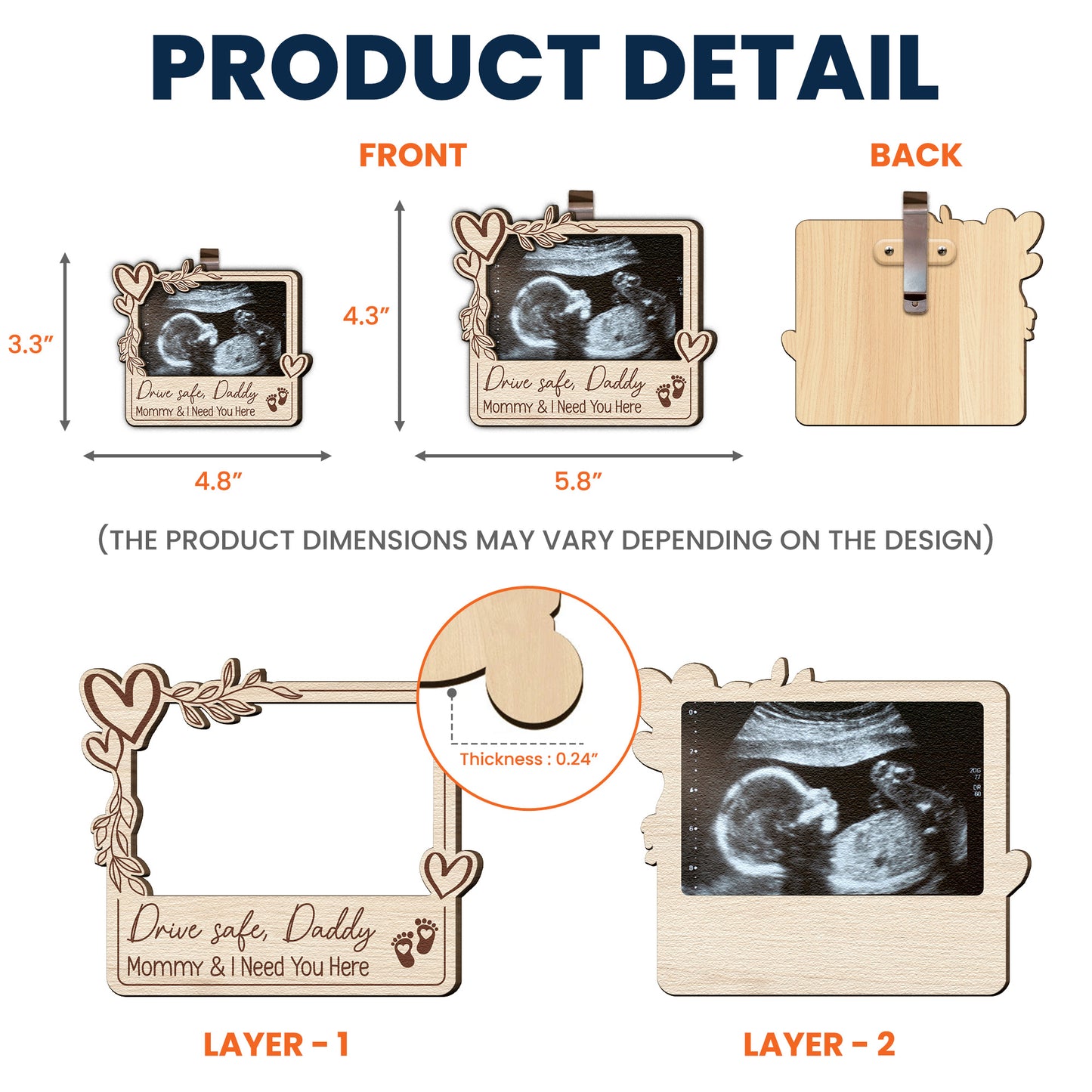 Drive Safe Daddy - New Dad Gifts - Personalized Wooden Photo Car Visor Clip