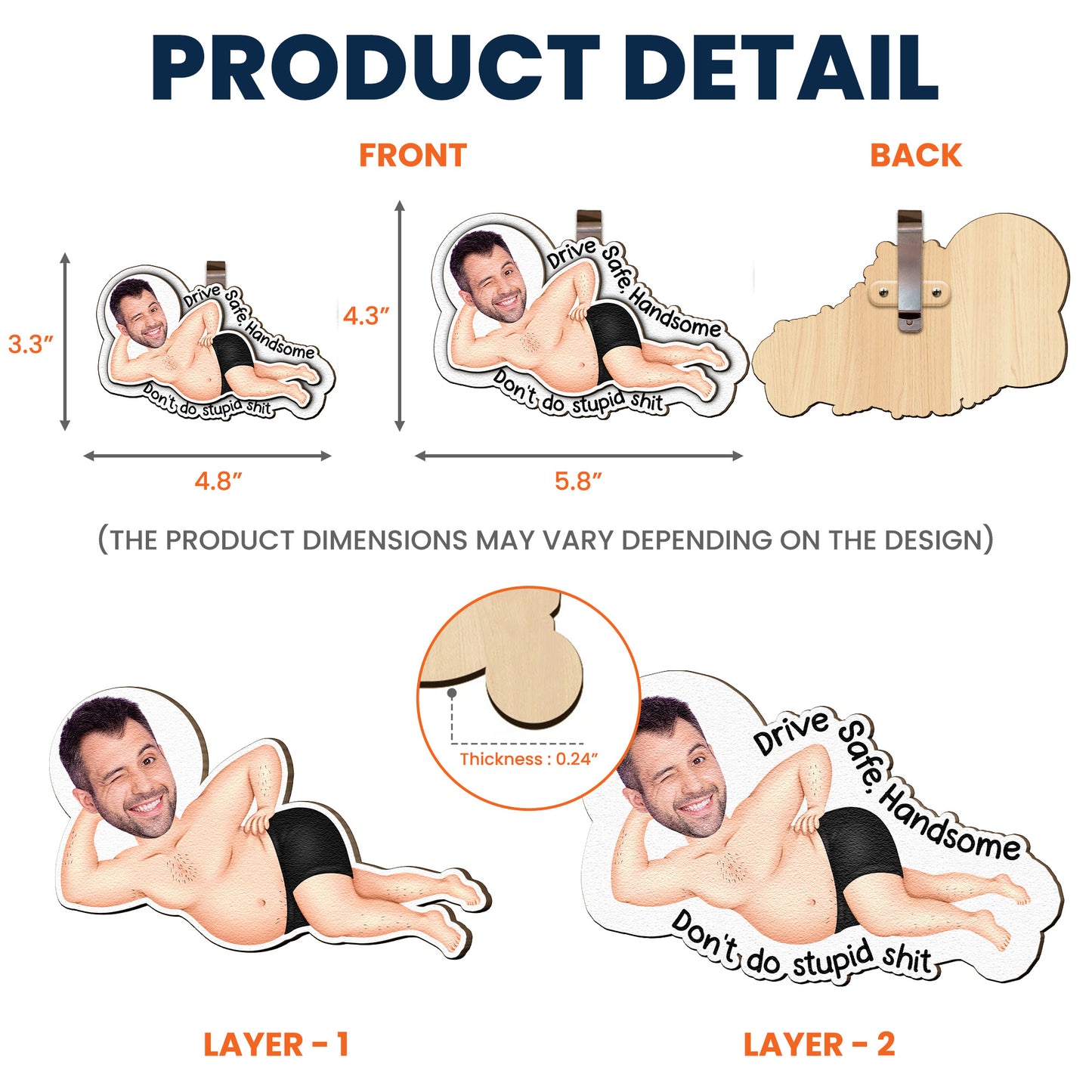 Drive Safe Don't Do Stupid Sh*T - Personalized Wooden Photo Car Visor Clip