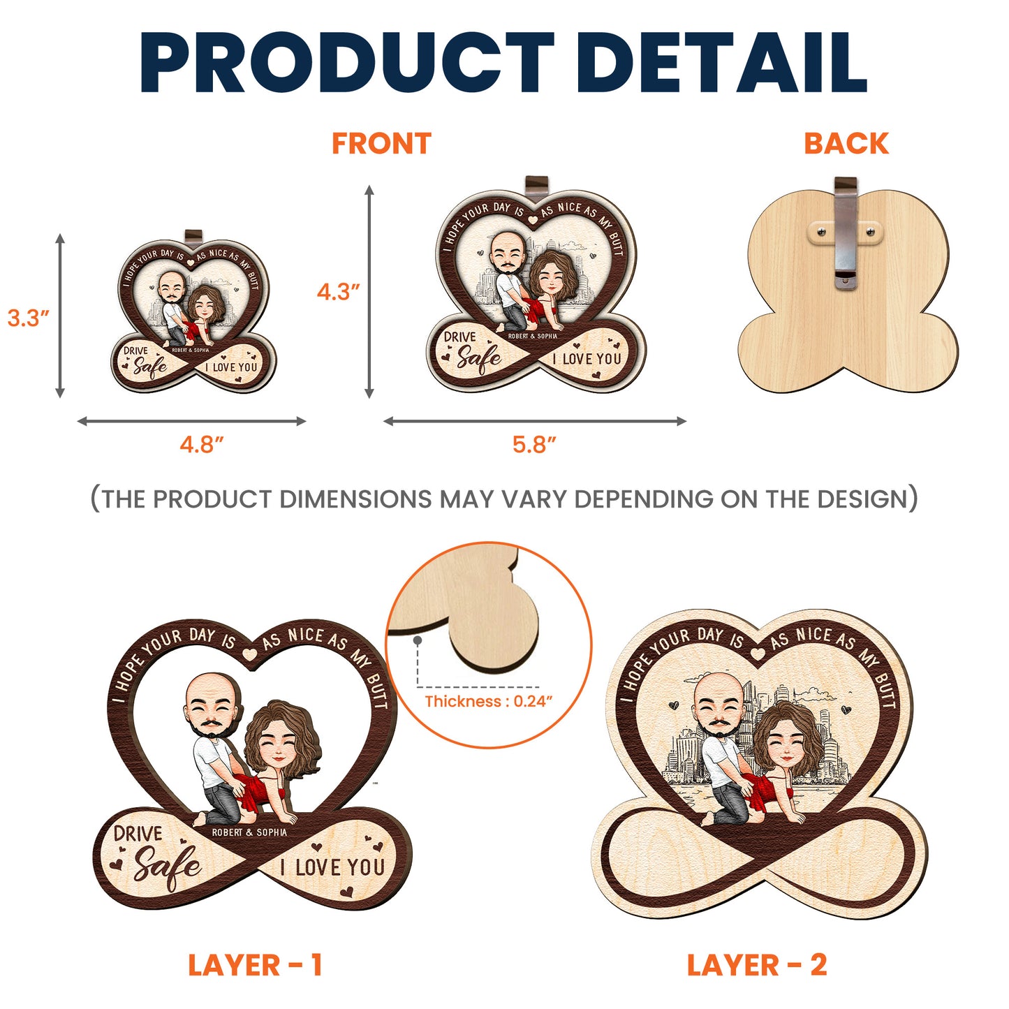 Drive Safe I Hope Your Day Is As Nice As My Butt - Personalized Wooden Car Visor Clip