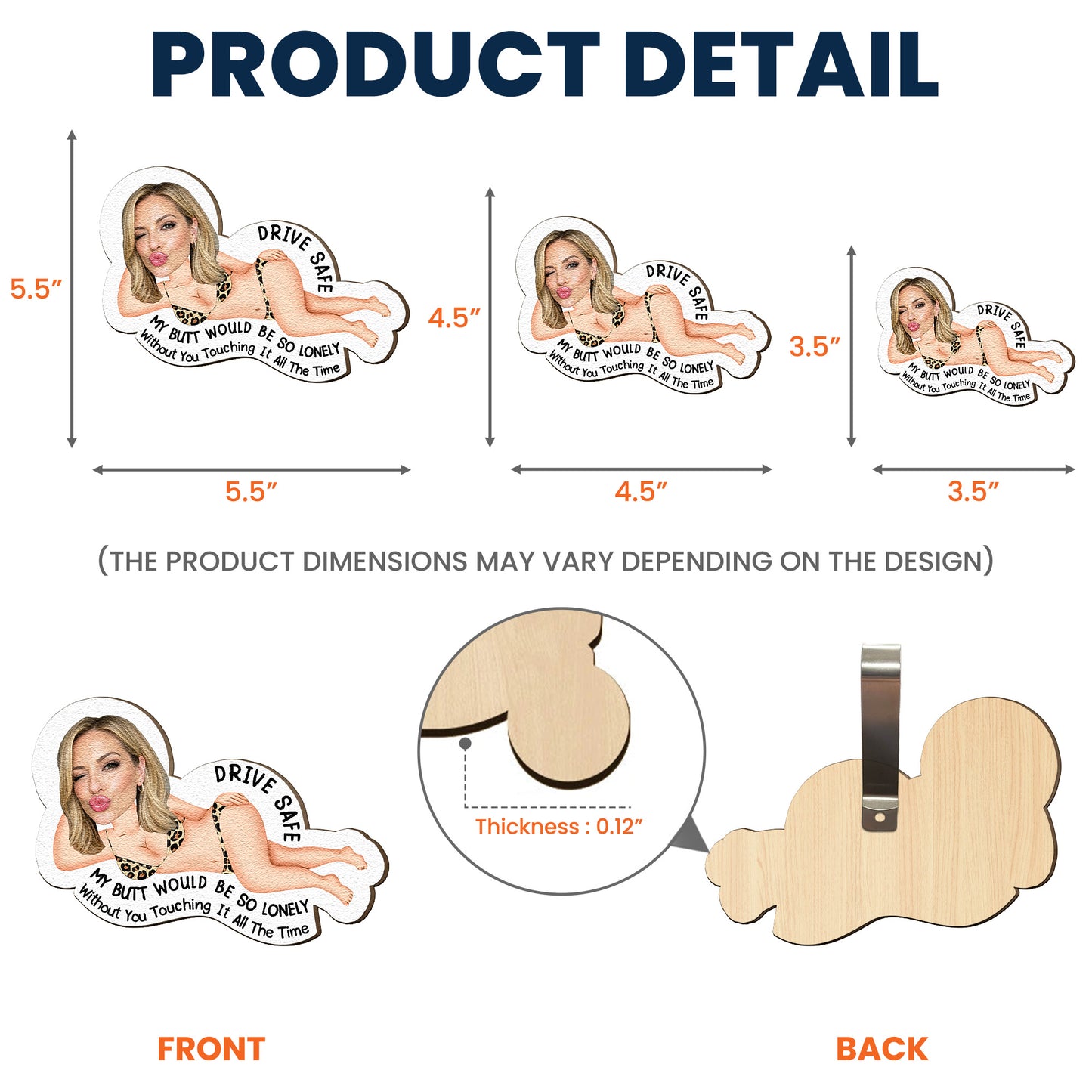 Drive Safe My Butt So Lonely Without You Touching It All The Time - Personalized Wooden Photo Car Visor Clip