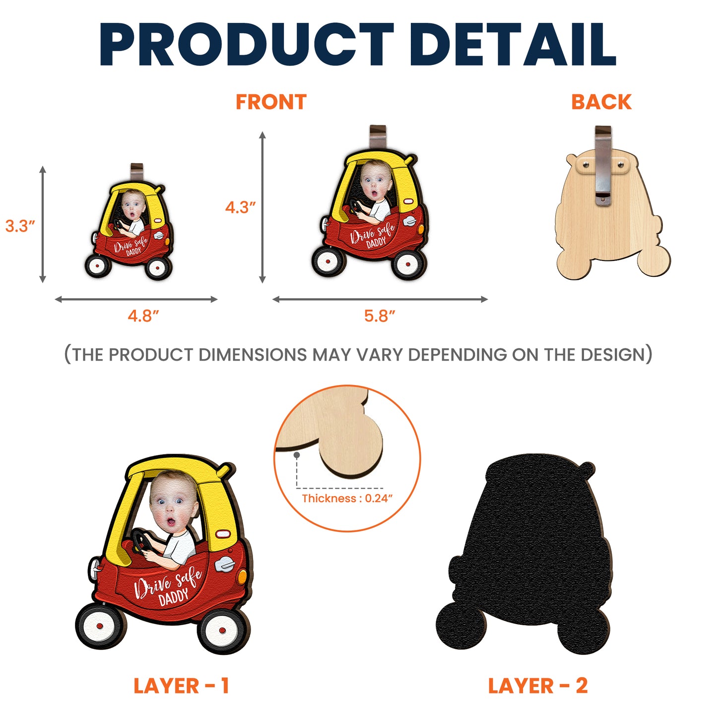 Drive Safe Reminder - Personalized Wooden Photo Car Visor Clip