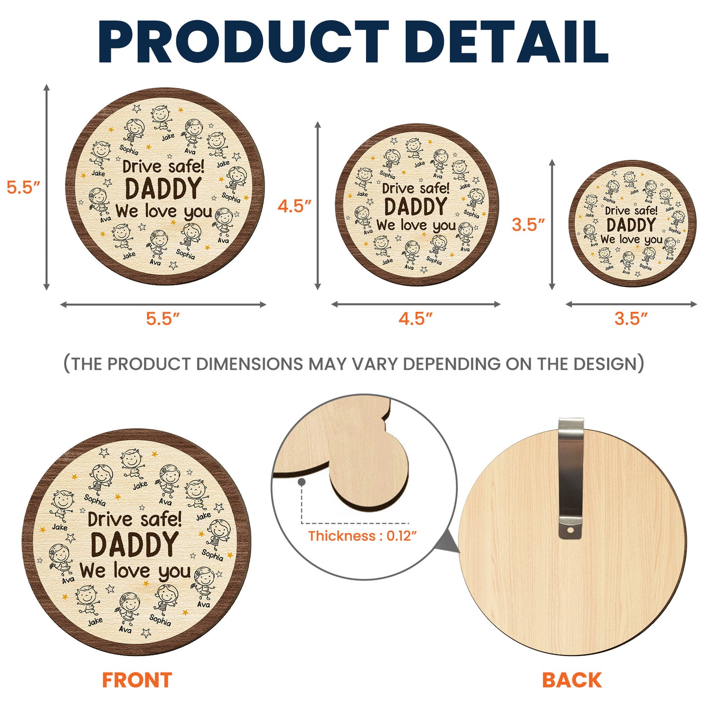 Drive Safe We Love You - Personalized Wooden Car Visor Clip