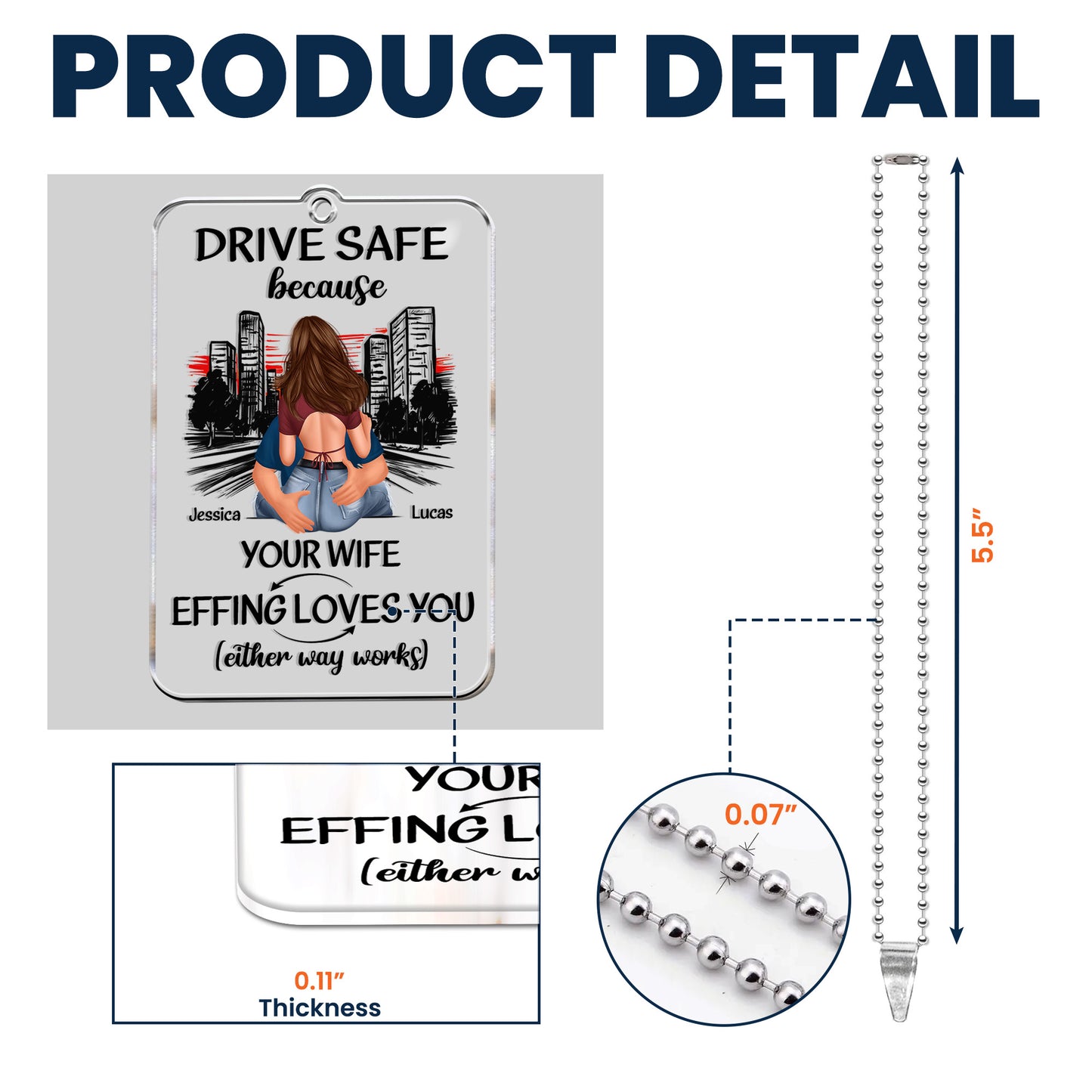 Drive Safe Your Wife Effing Loves You - Personalized Rear View Mirror Accessory