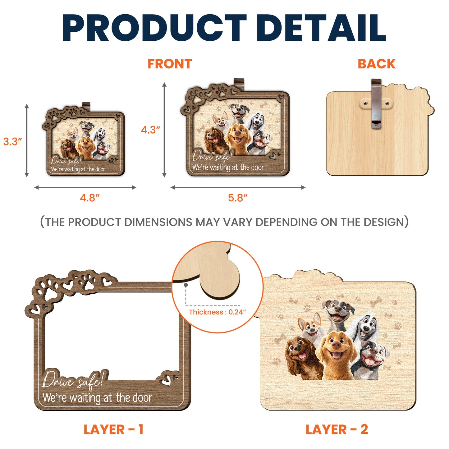 Drive Safe! We’re Waiting At The Door - Personalized Wooden Car Visor Clip