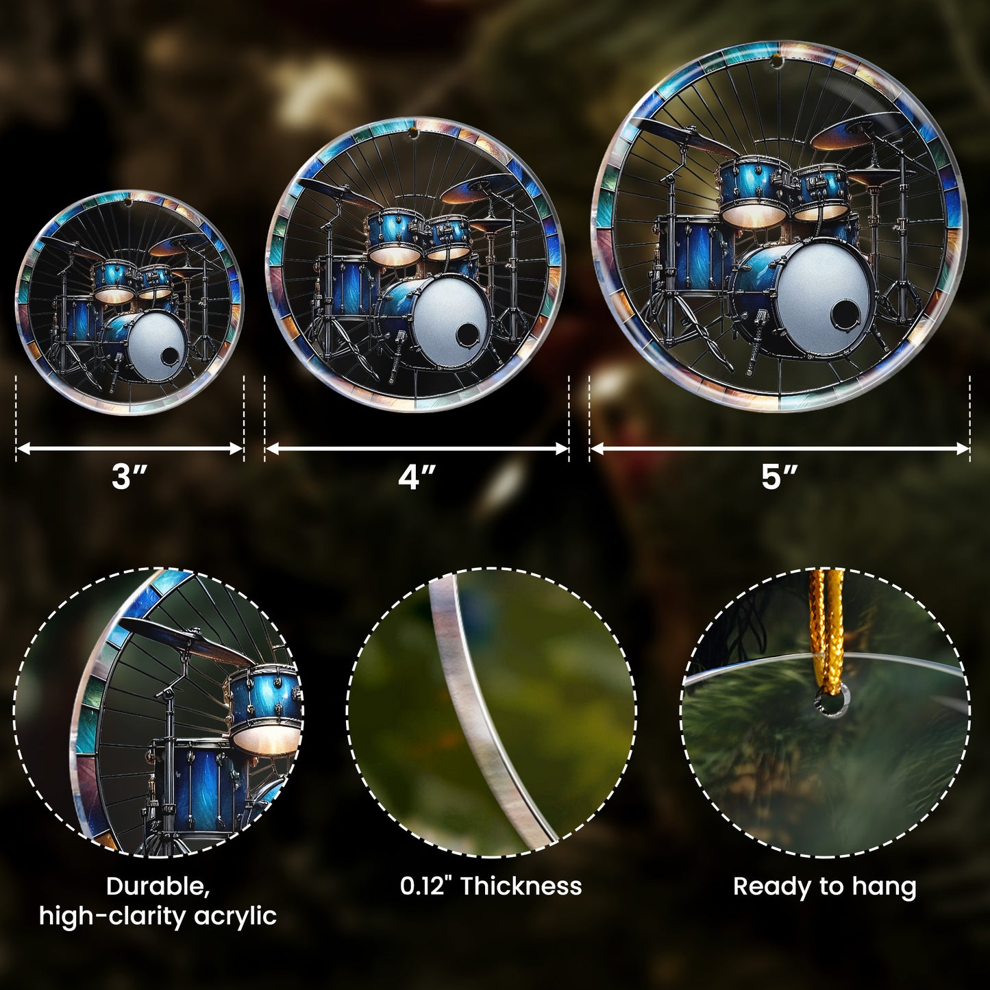 Drum Kit Gift For Drummers - Acrylic Ornament