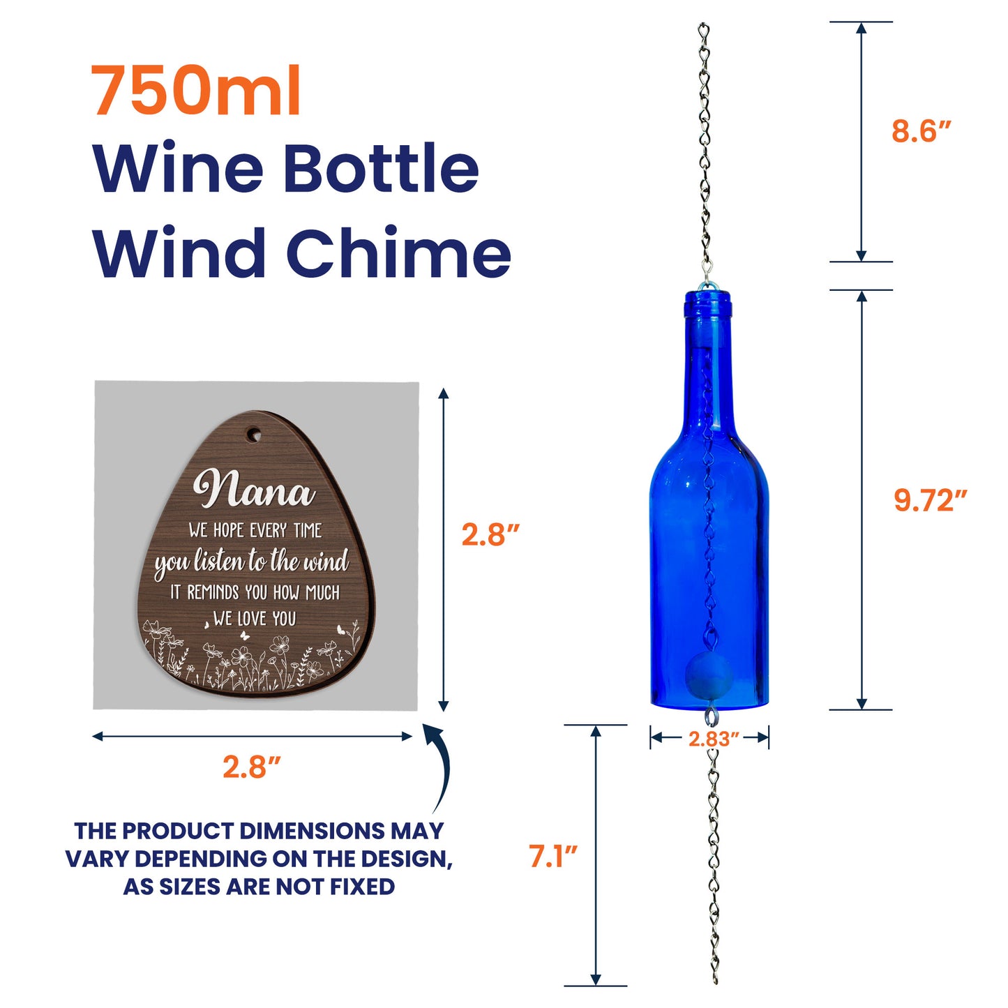 Every Time You Listen To The Wind - We Love You - Personalized Wine Bottle Wind Chime