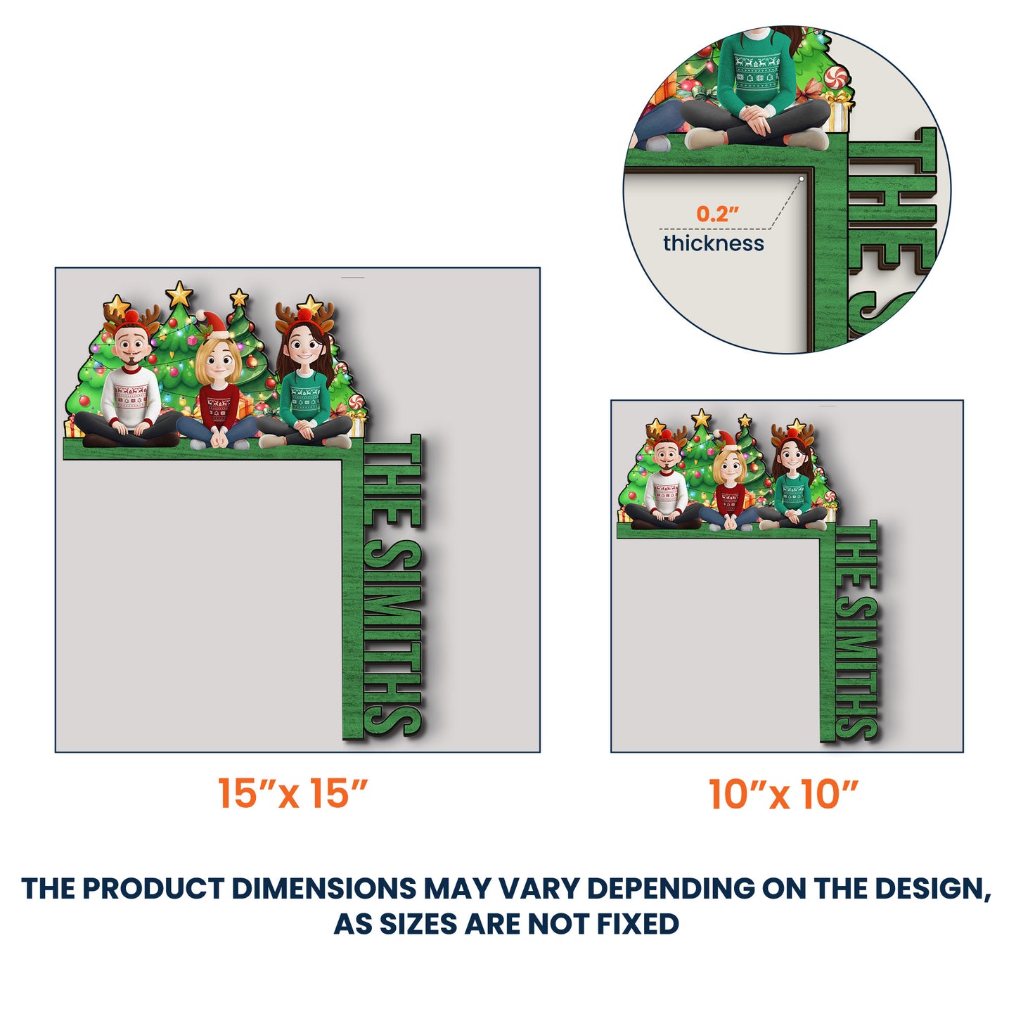 Family Christmas - Cozy Time - Personalized Door Corner Wood Sign