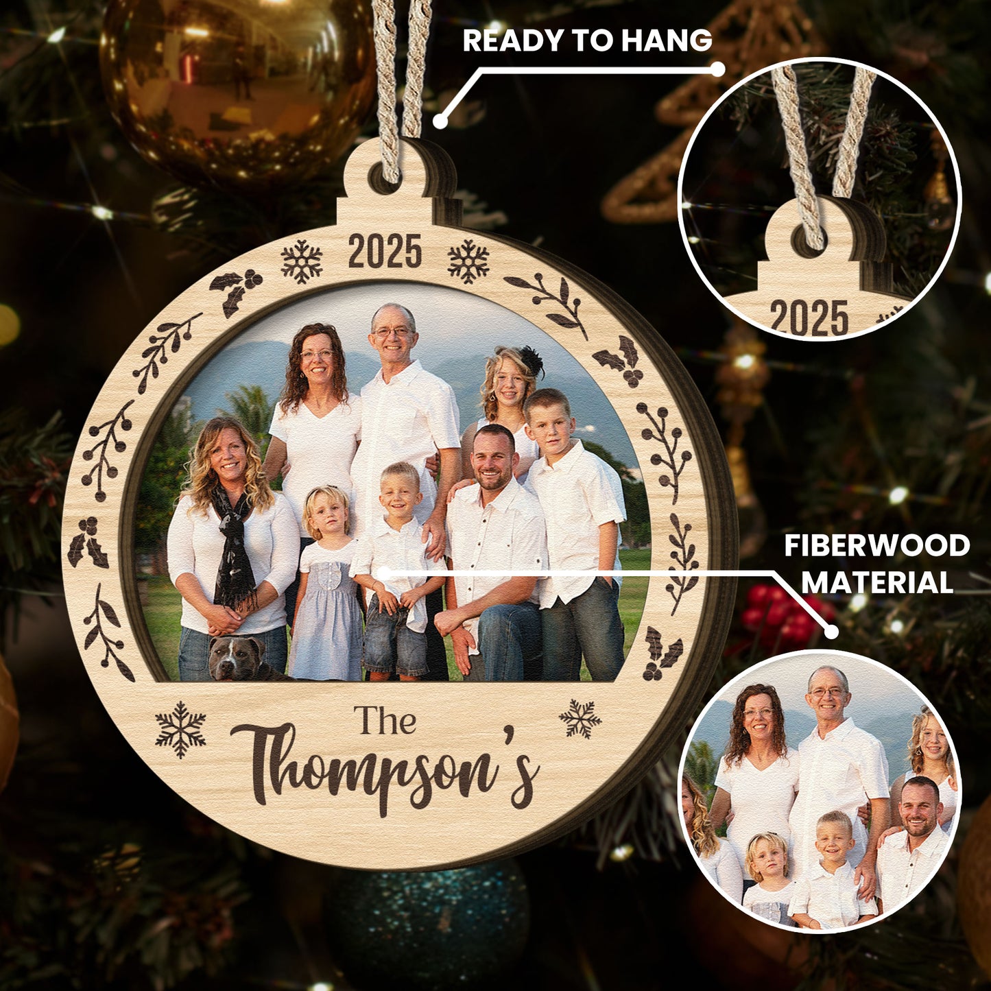 Family Moment - Personalized Wooden Photo Ornament