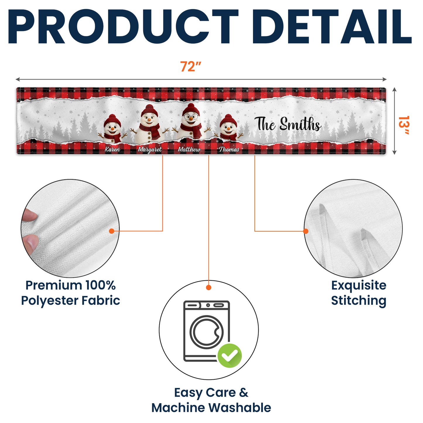 Family Snowman Love - Personalized Table Runner