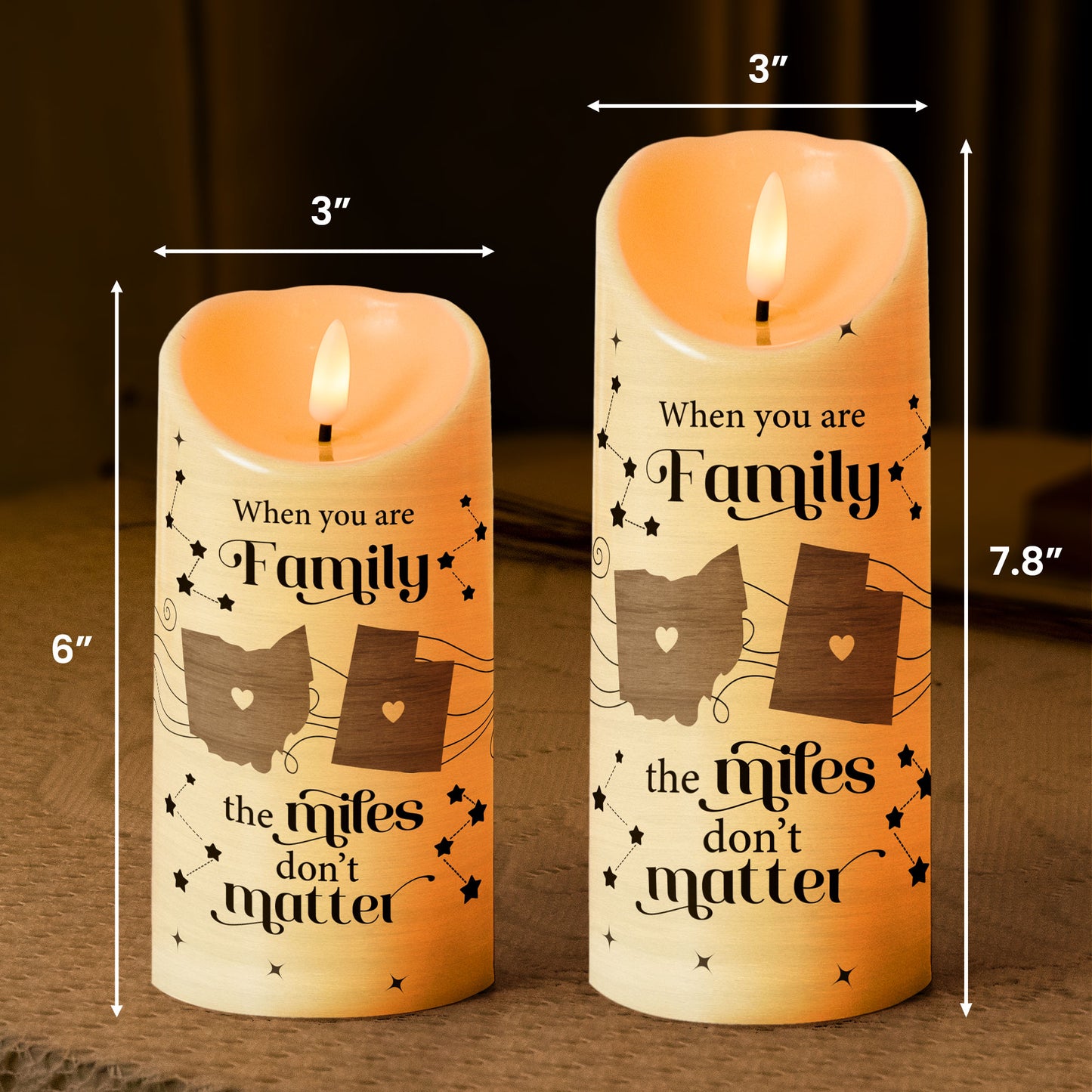 Family The Miles Don't Matter - Personalized LED Candle