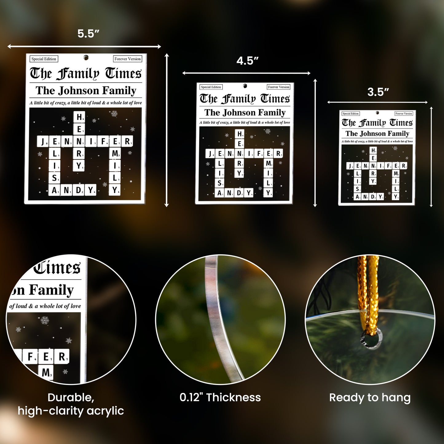 Family Times Scrabble Name - Personalized Acrylic Ornament