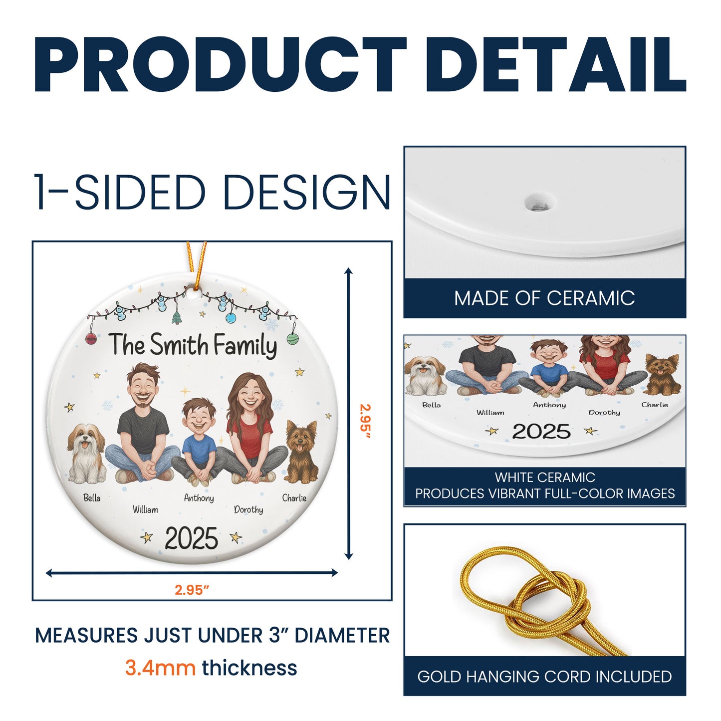 Family Together - Crayon Version - Personalized Ceramic Ornament