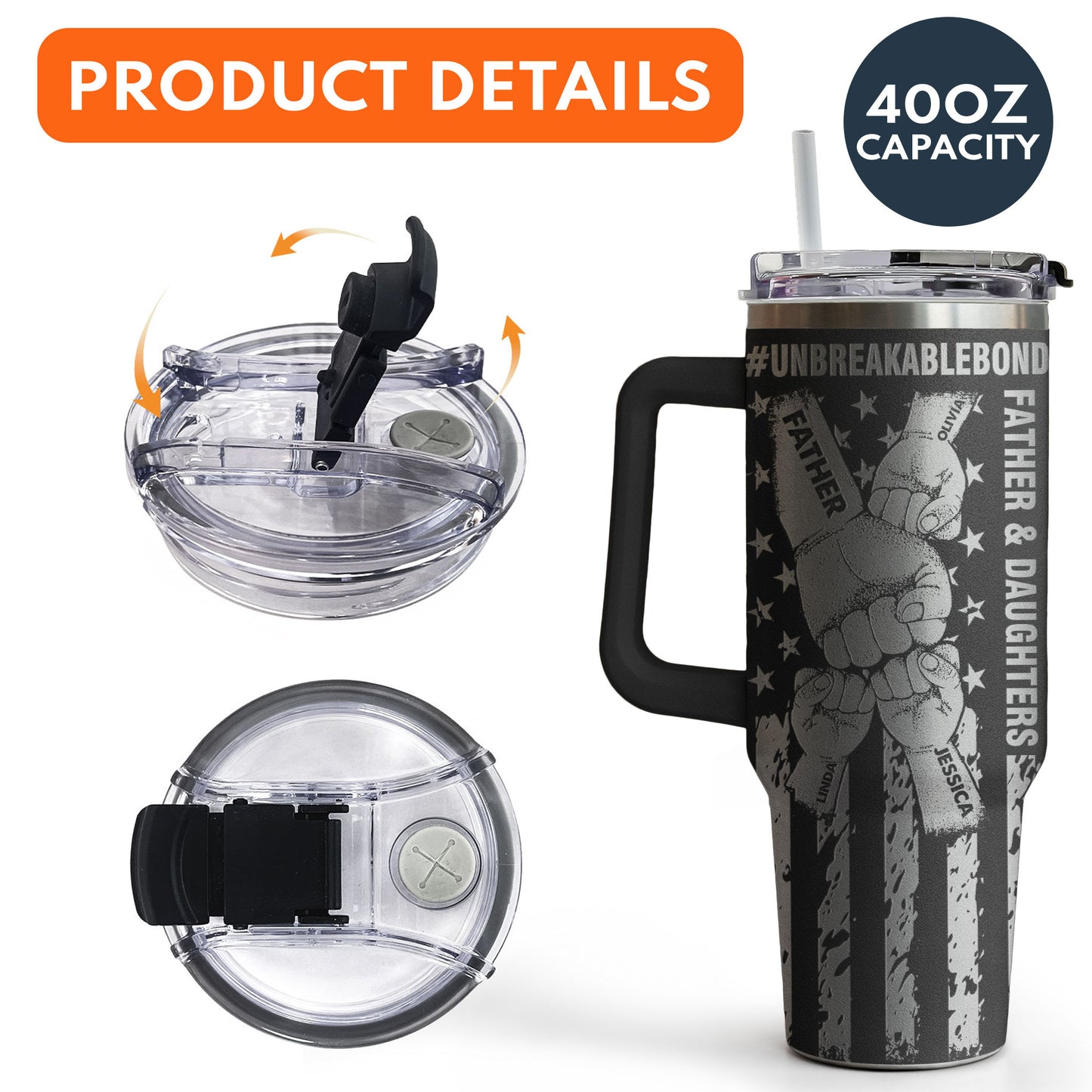 Father And Sons/Daughters #Unbreakablebond - Personalized Engraved 40oz Tumbler