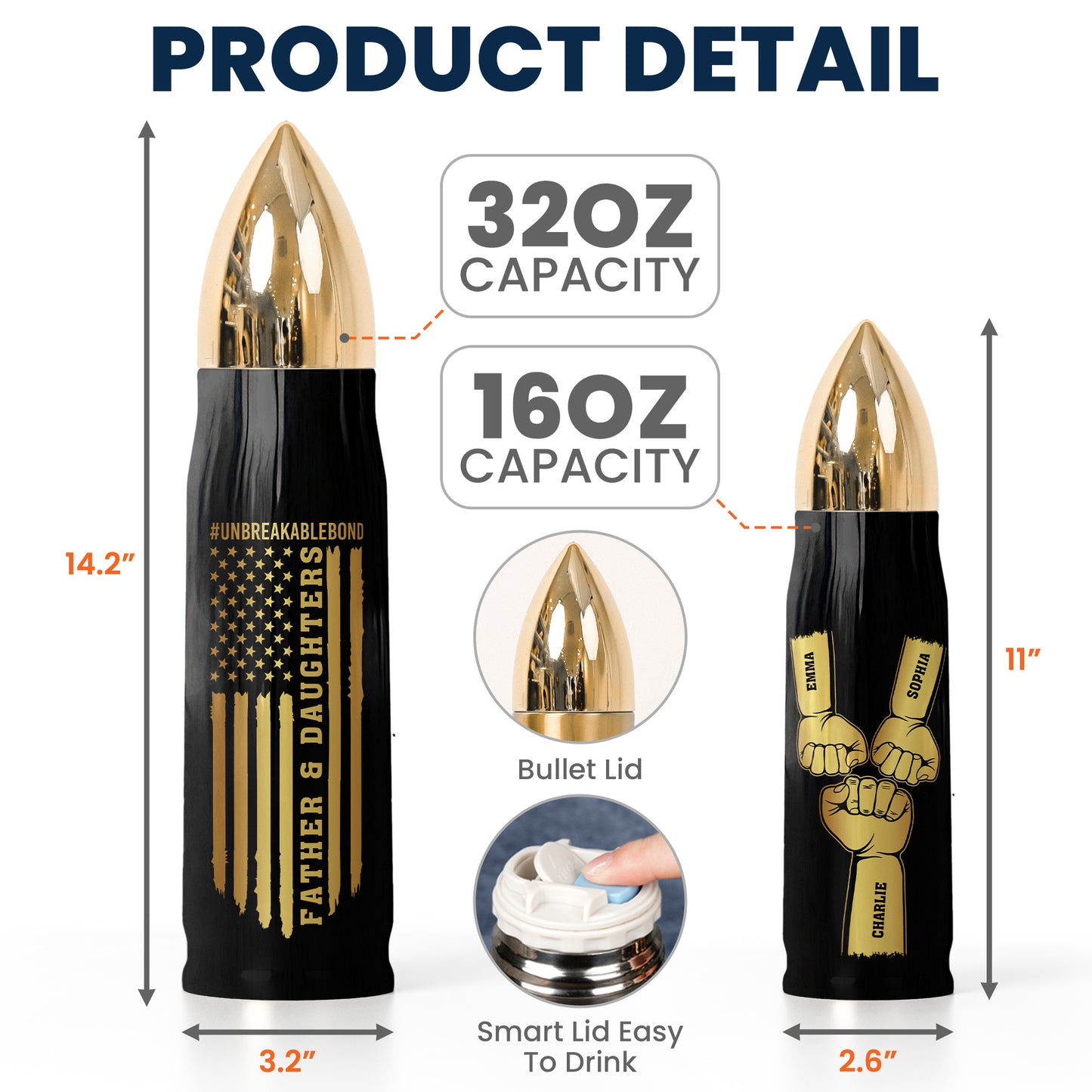 Father & Daughters #Unbreakablebond - Personalized Bullet Tumbler