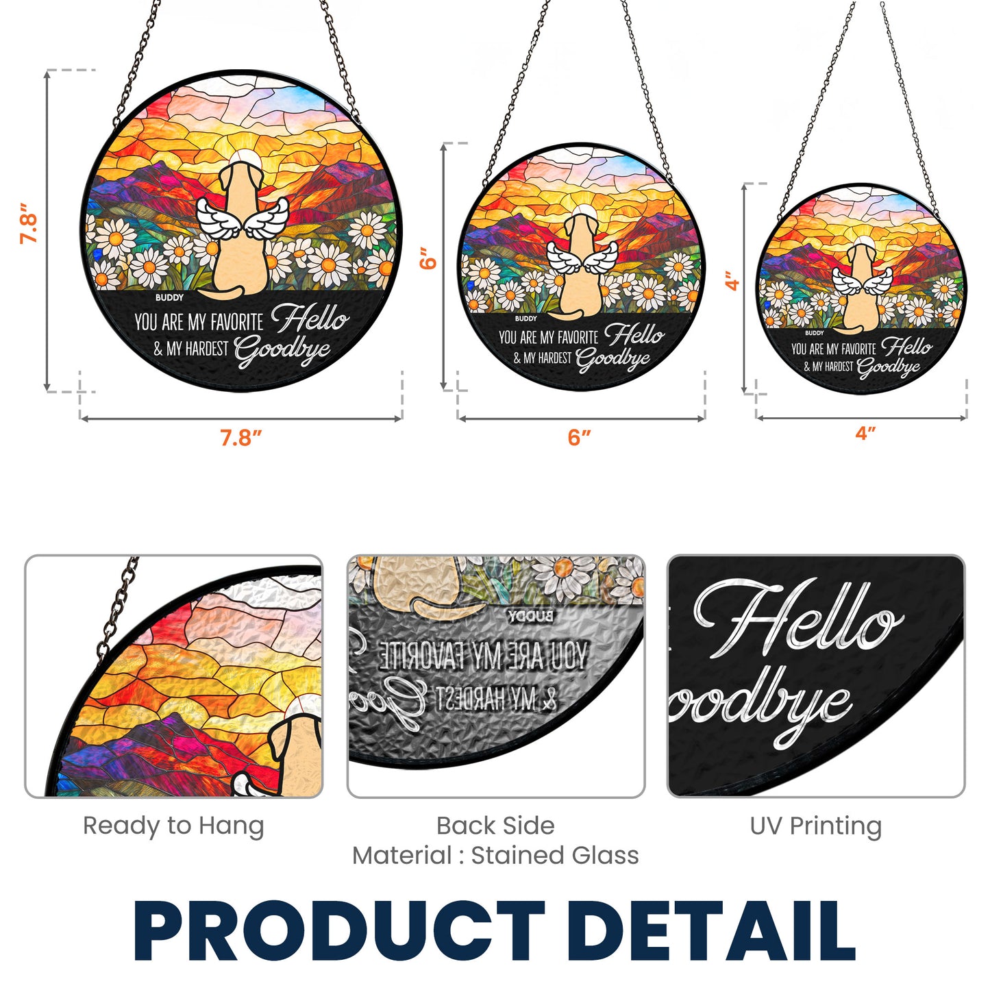 Favorite Hello Hardest Goodbye - Personalized Stained Glass Window Hanging Suncatcher