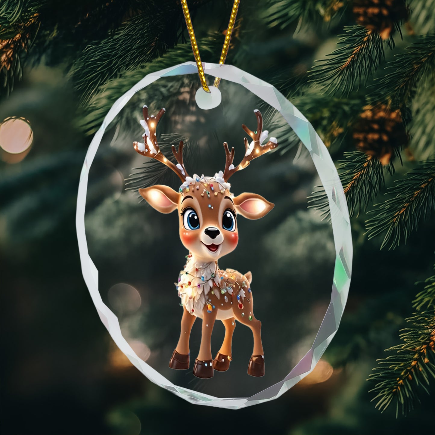Festive Reindeer 2025 - Glass Ornament