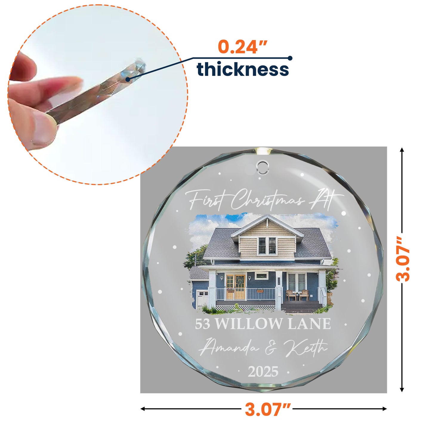 First Christmas At New Home - Personalized Glass Photo Ornament