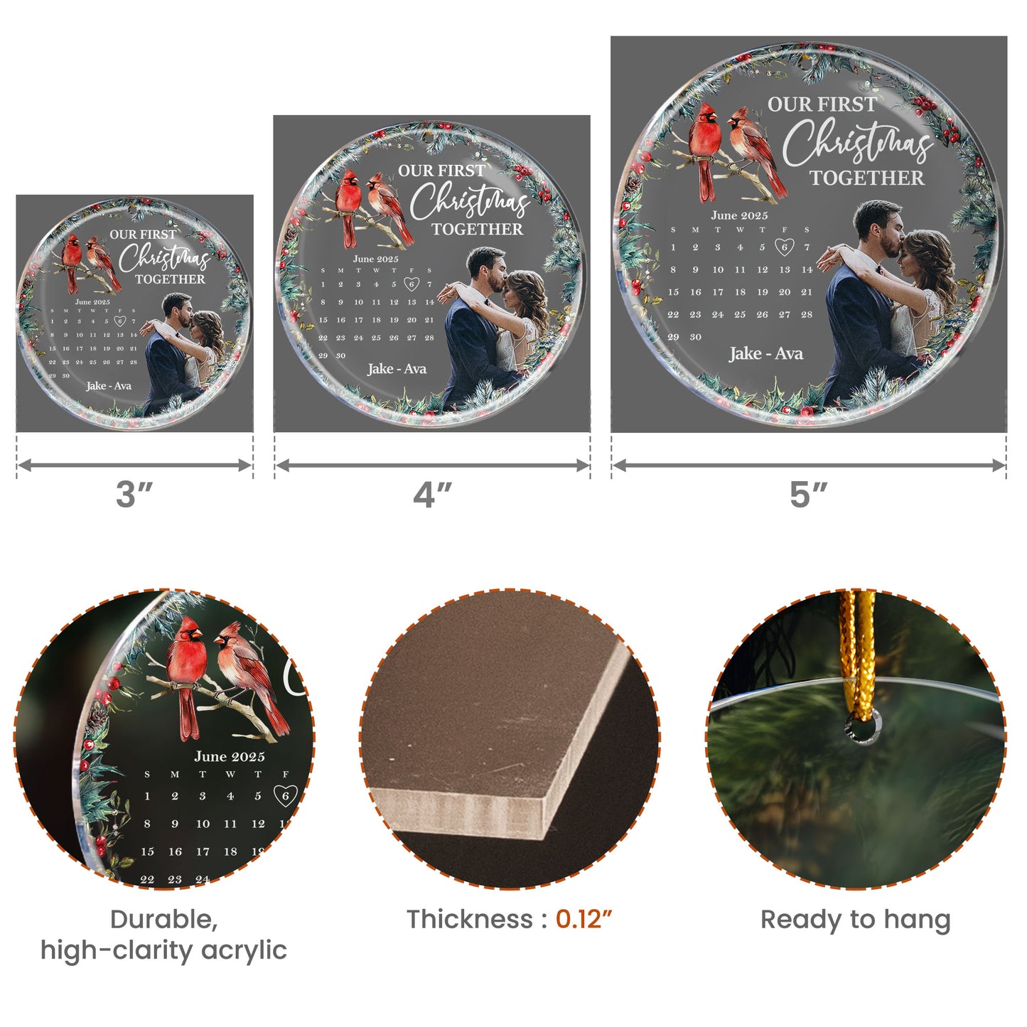 First Christmas Together Couple Ornament New Version - Personalized Acrylic Photo Ornament