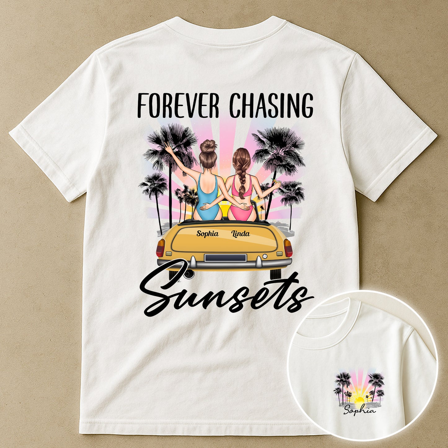 Forever Chasing Sunsets Beach Lovers - Personalized Shirt