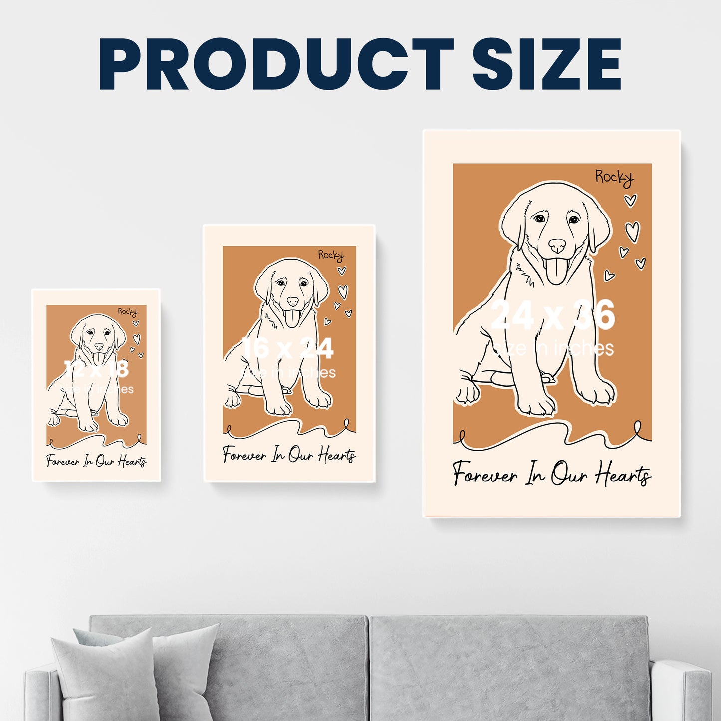 Forever In My Heart Dog Loss Custom Line Portrait - Personalized Photo Poster