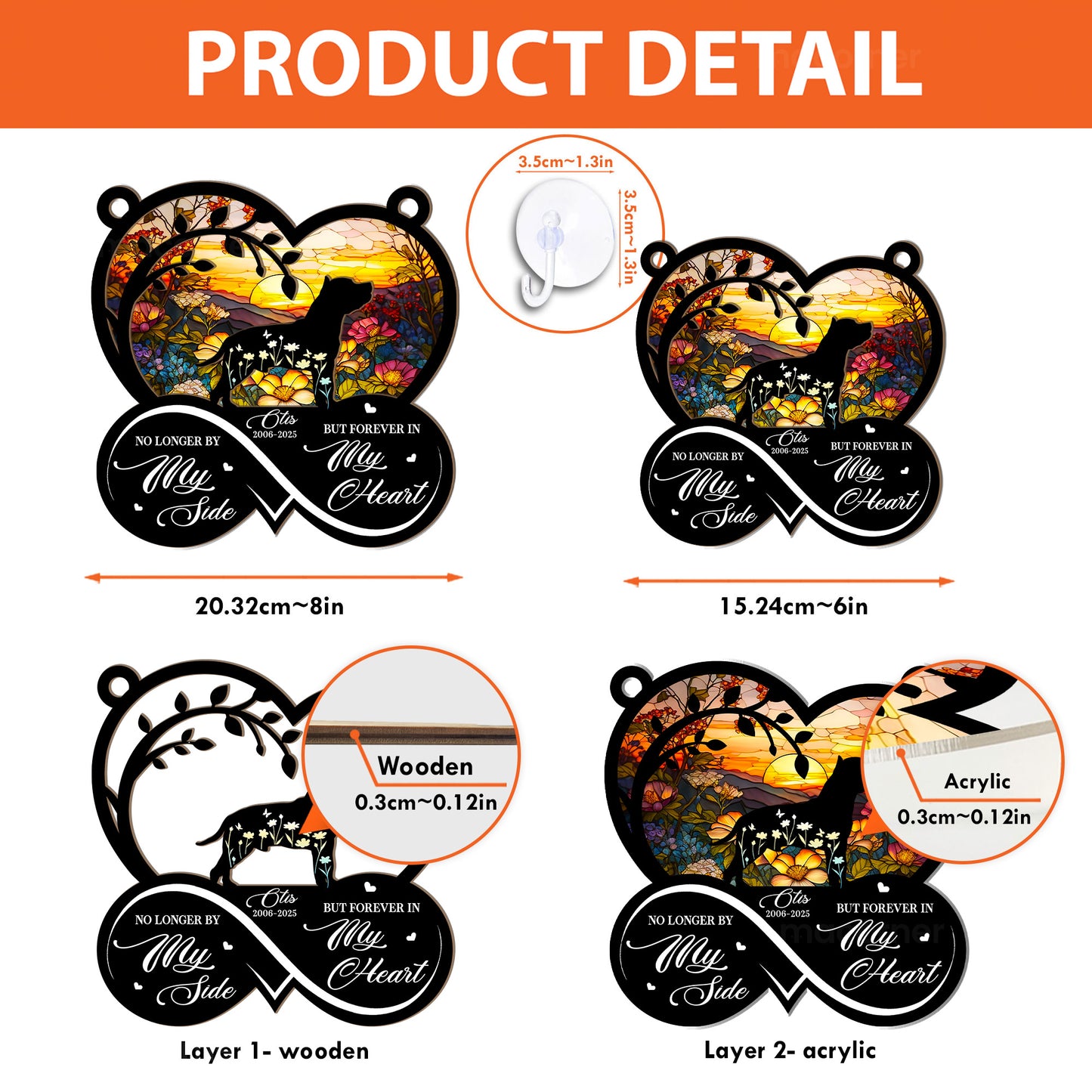 Forever In My Heart Dog Loss - Personalized Window Hanging Suncatcher Ornament