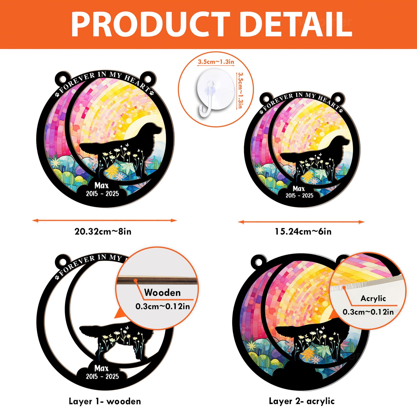 Forever In My Heart Loss Of Dog - Personalized Window Hanging Suncatcher Ornament