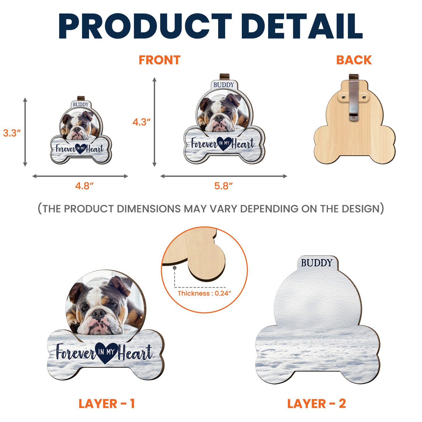 Forever In My Heart Pet Loss - Personalized Wooden Photo Car Visor Clip