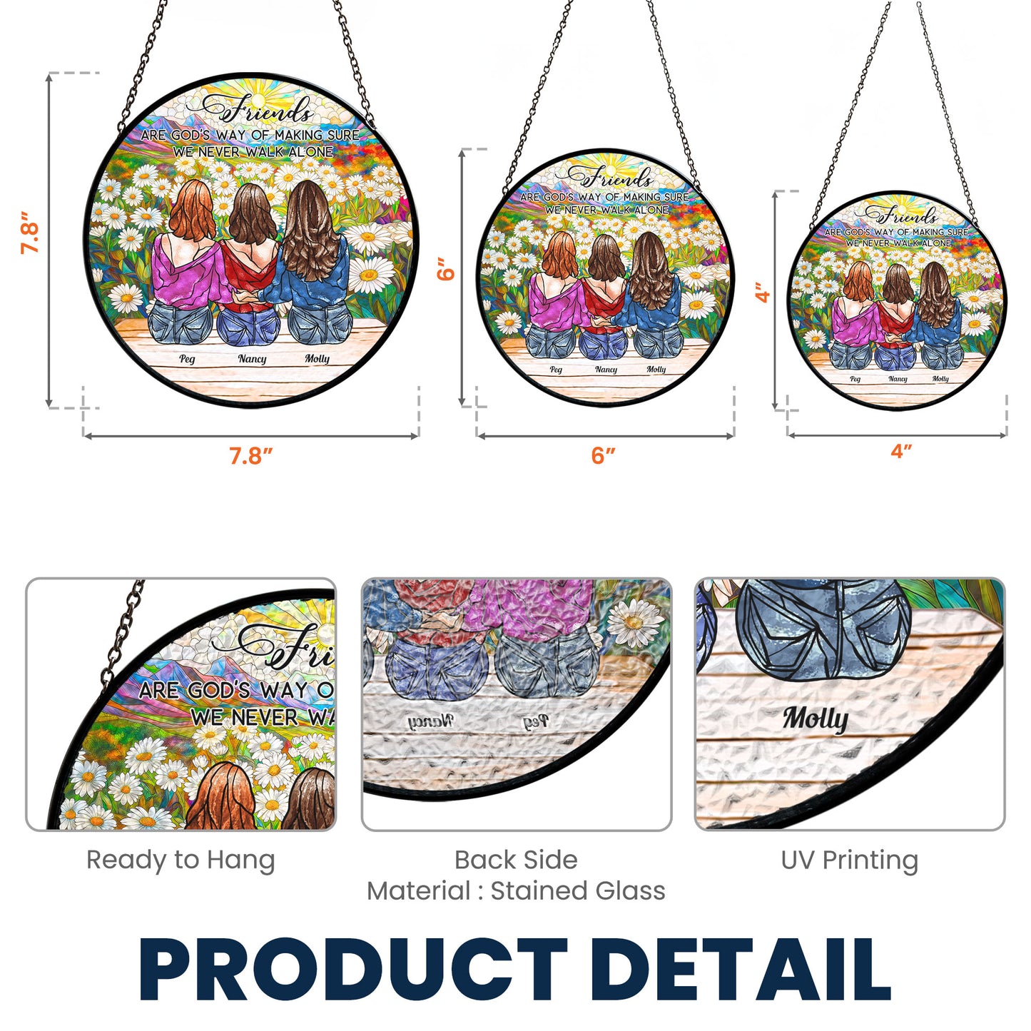 Friends Are God's Way Of - Personalized Stained Glass Window Hanging Suncatcher