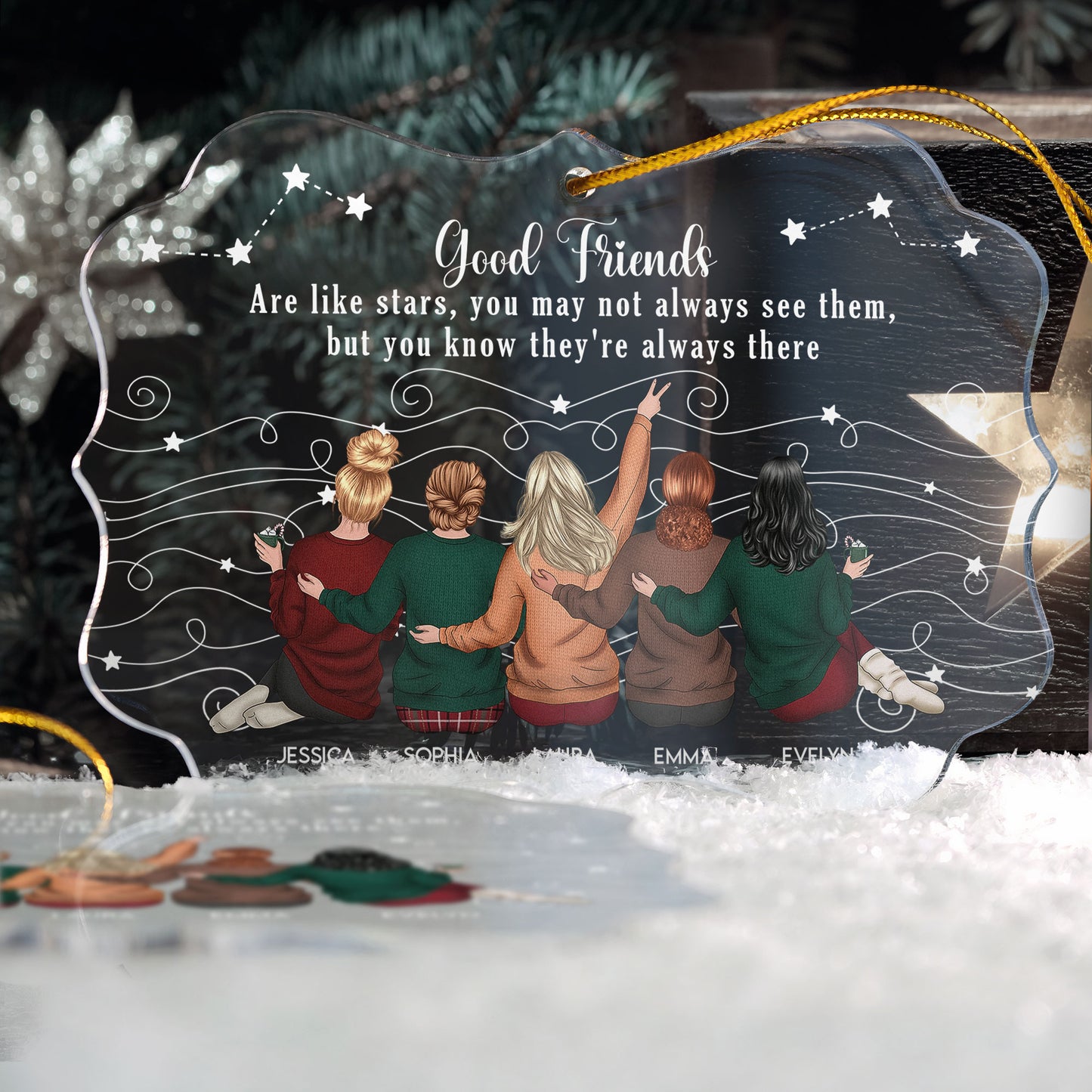 Friends Like Star - Thank You Gifts For Friends, Sisters - Personalized Acrylic Ornament - Christmas Gift For Friend