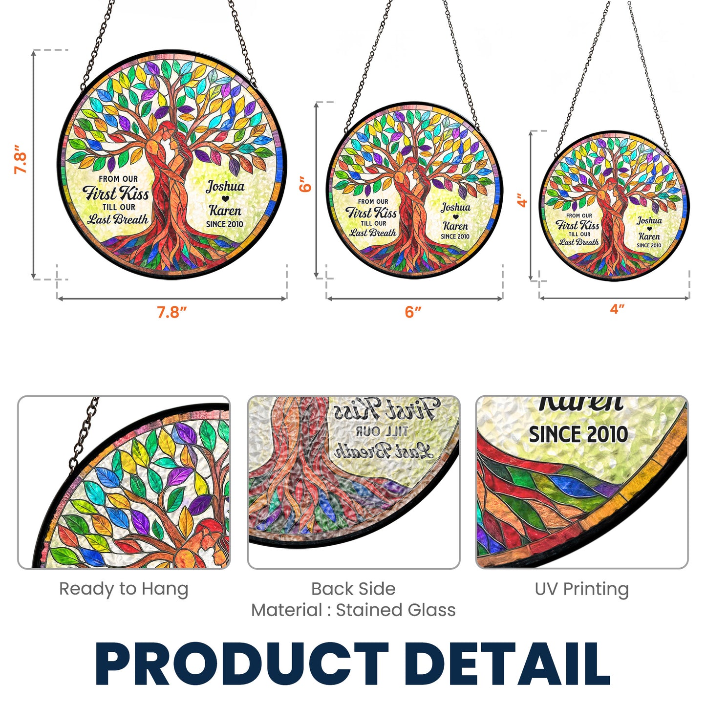 From Our First Kiss Tree Of Love - Personalized Stained Glass Window Hanging Suncatcher