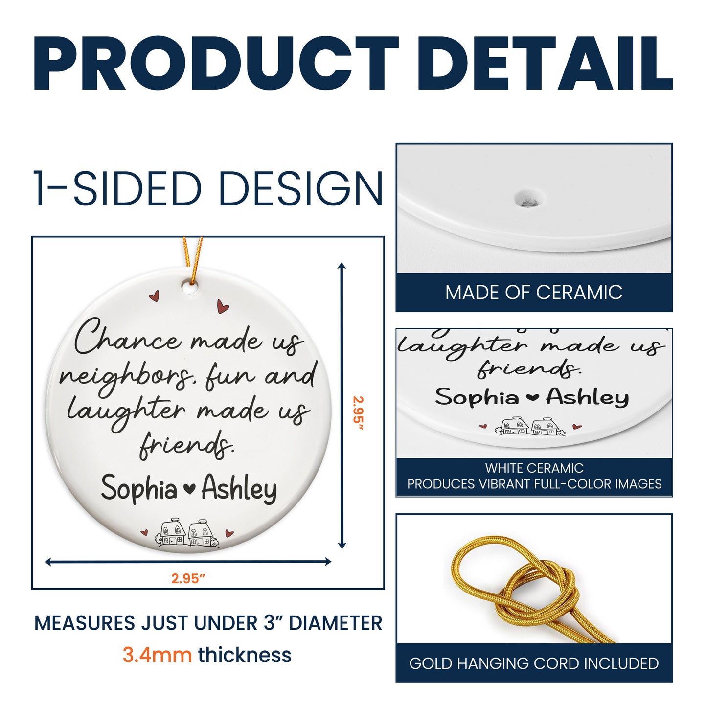 Fun And Laughter Made Us Friends - Personalized Ceramic Ornament