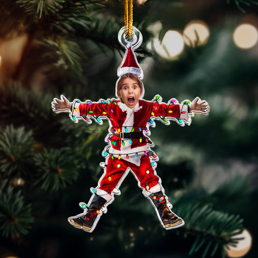 Funny Christmas Shocked Custom Face - Personalized Acrylic Photo Ornament