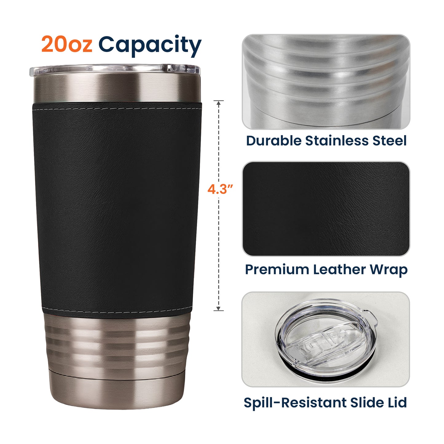 Funny Cup - Old Age Birthday Gifts For Parents, Grandma, Grandpa - Personalized 20oz Leather Wrapped Tumbler