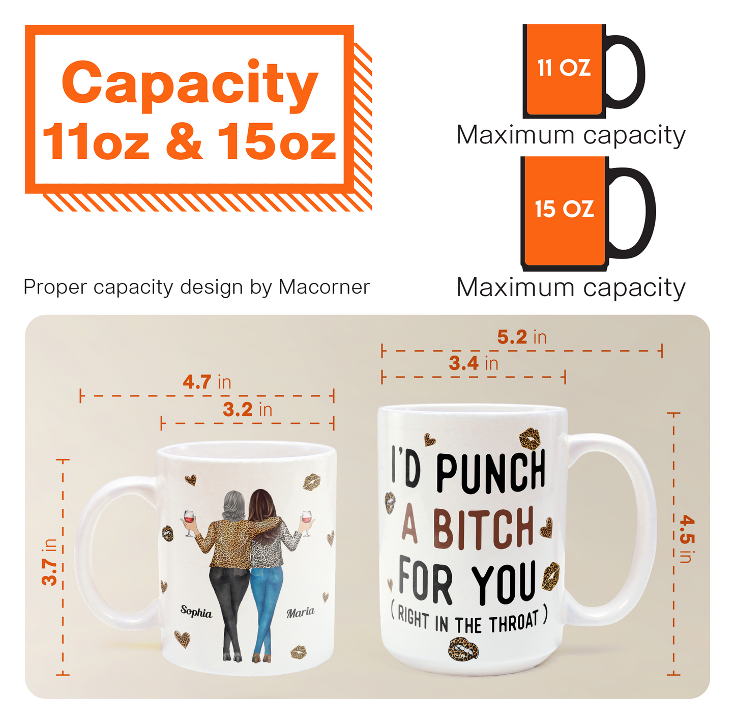 Funny Mug - I'd Punch A Bitch For You - Gifts For Friends, Couple, Coworker - Personalized Mug