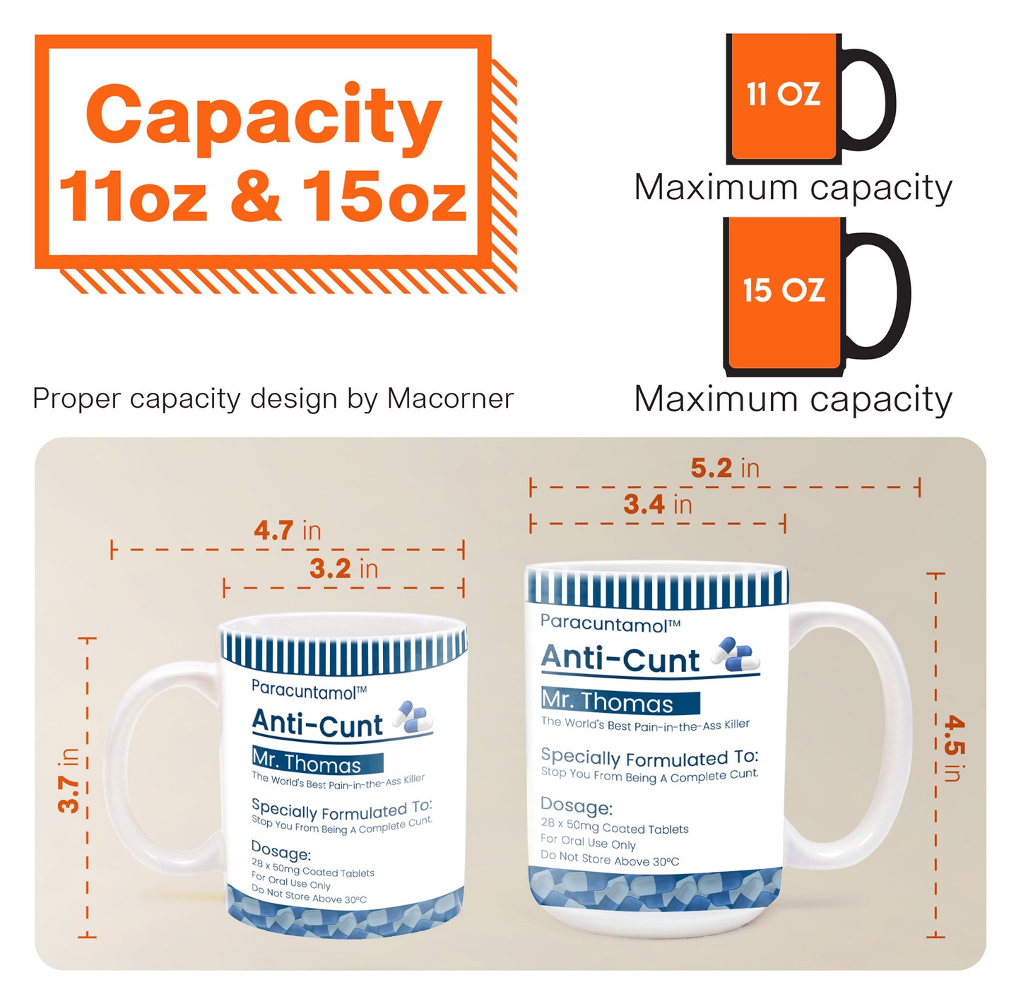 Funny Mug - Pill Prescription - Gifts For Coworkers, Friends, Boss - Personalized Mug