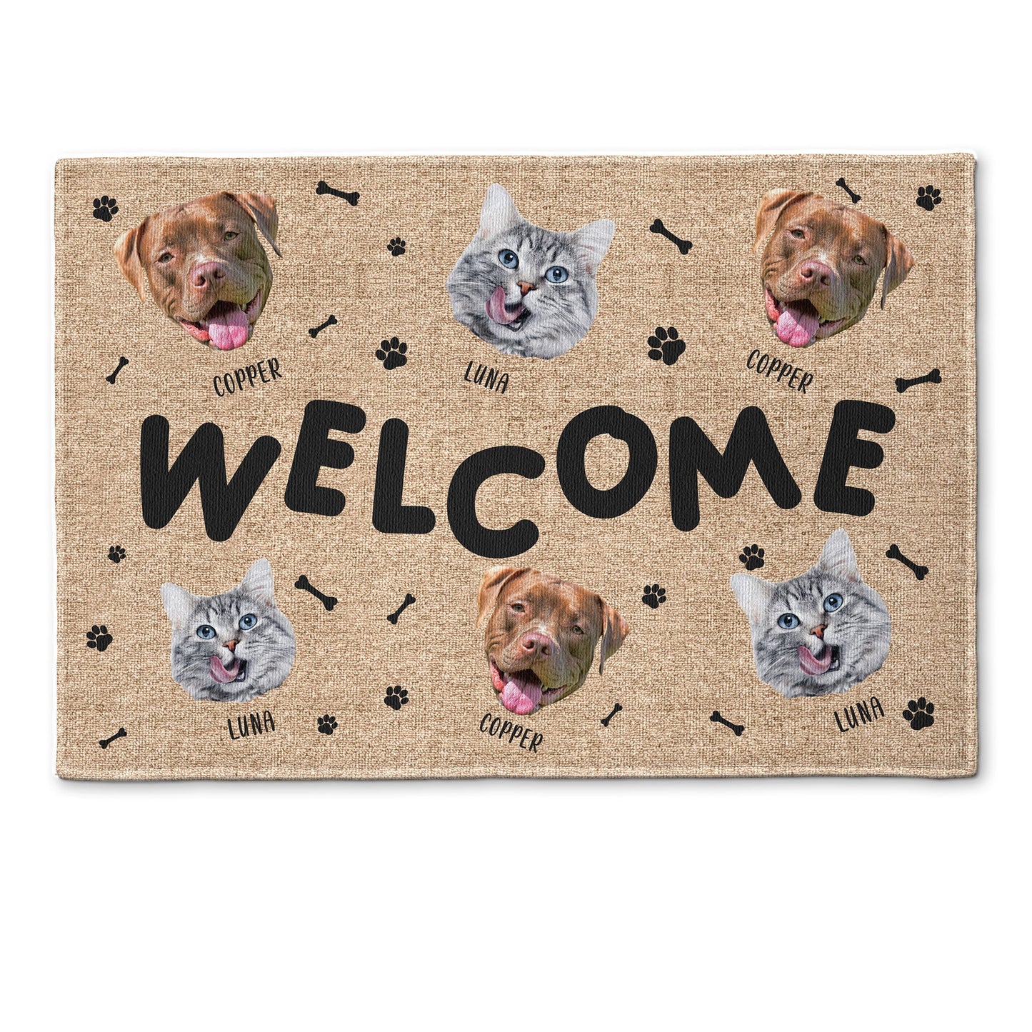 Funny Pet Face Welcome - Personalized Photo Doormat