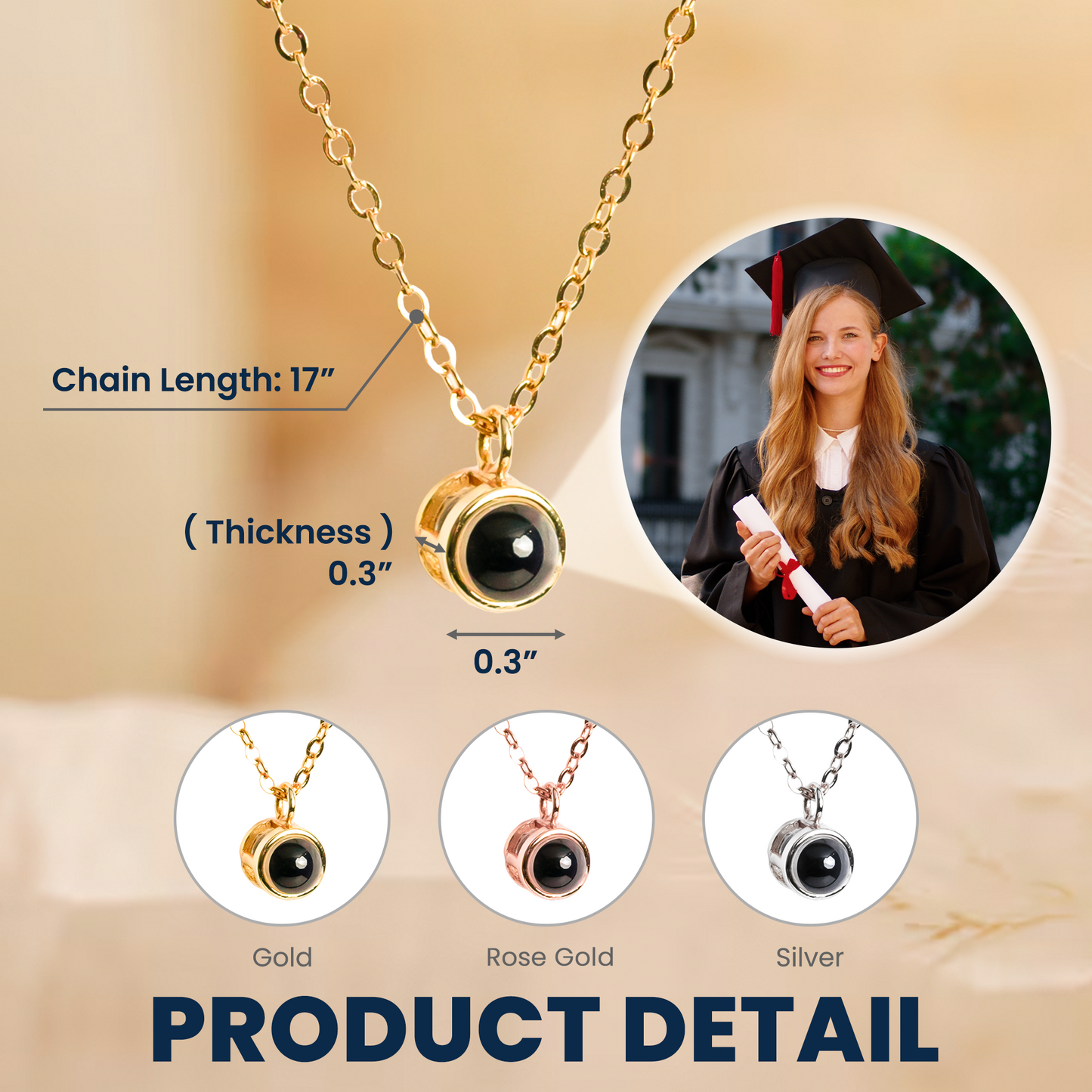 Gift For Daughter - Personalized Photo Projection Necklace