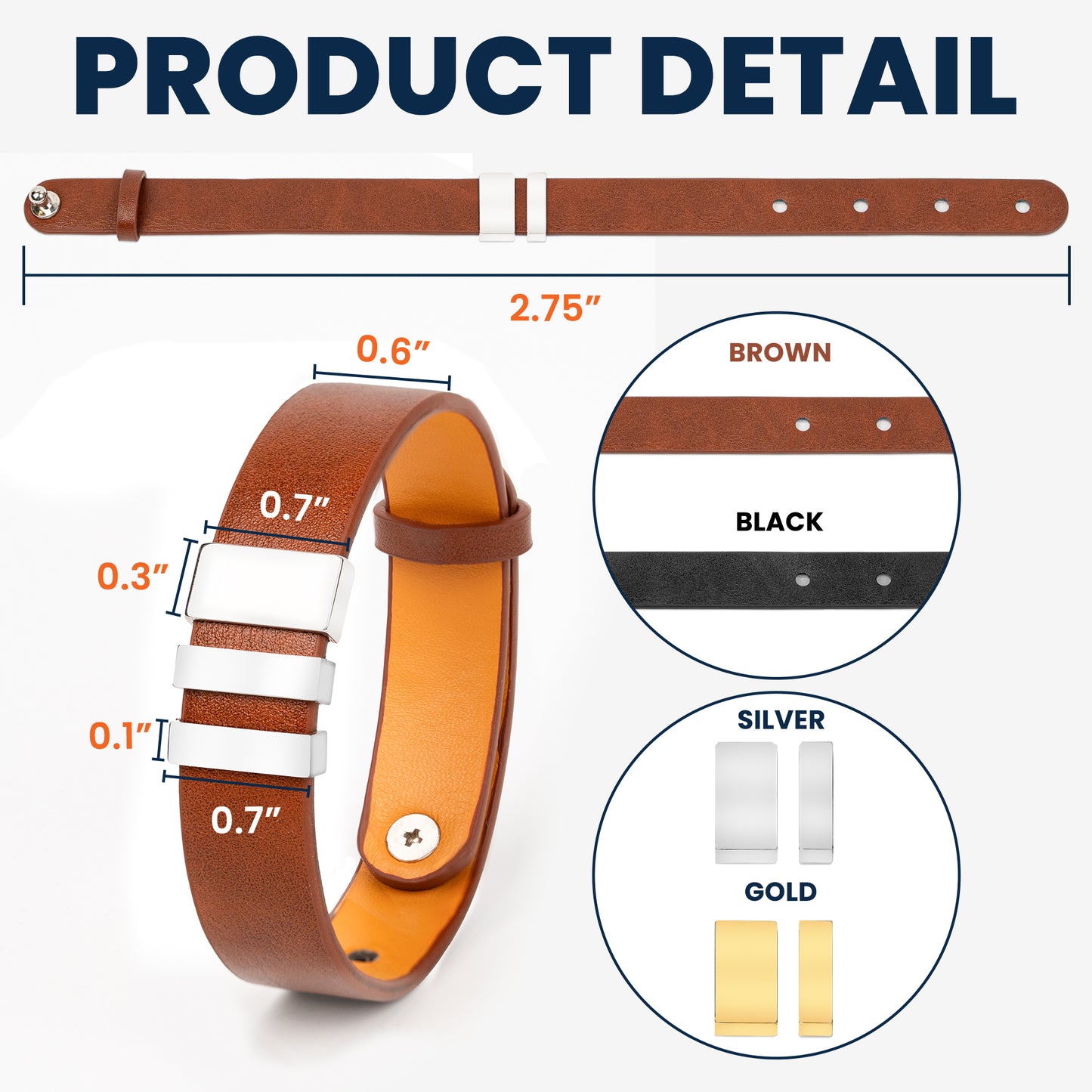 Gift For Men - Personalized Leather Bracelet With Name Beads