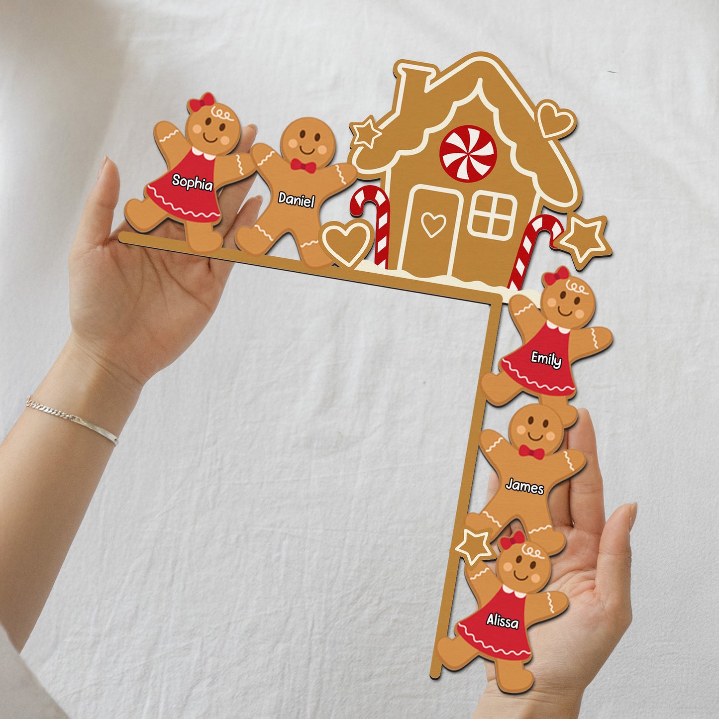 Gingerbread House Christmas Decoration - Personalized Door Corner Wood Sign