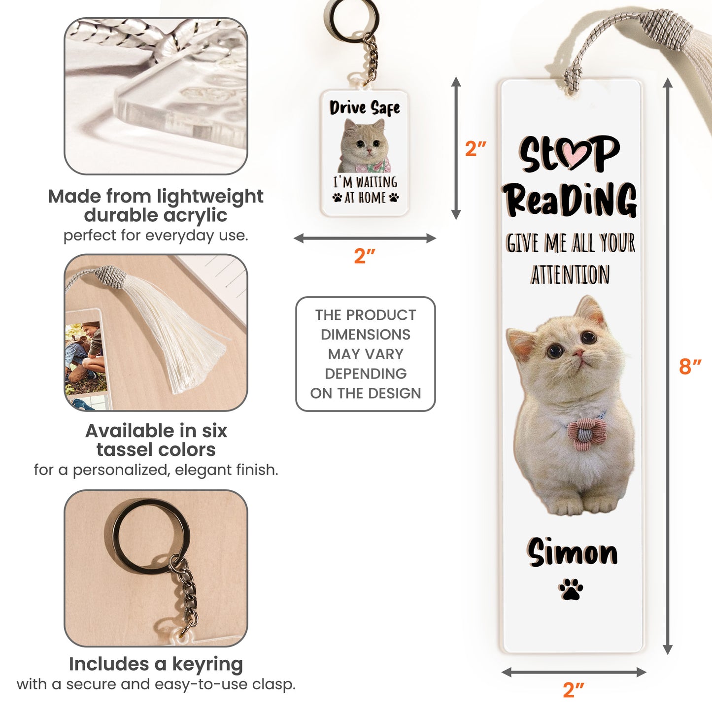Give Me All Your Attention - Personalized Photo Acrylic Bookmark And Keychain Set
