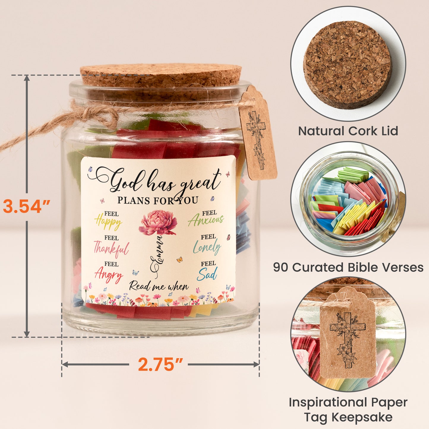 God Has Great Plans For You - Personalized Bible Verse Jar