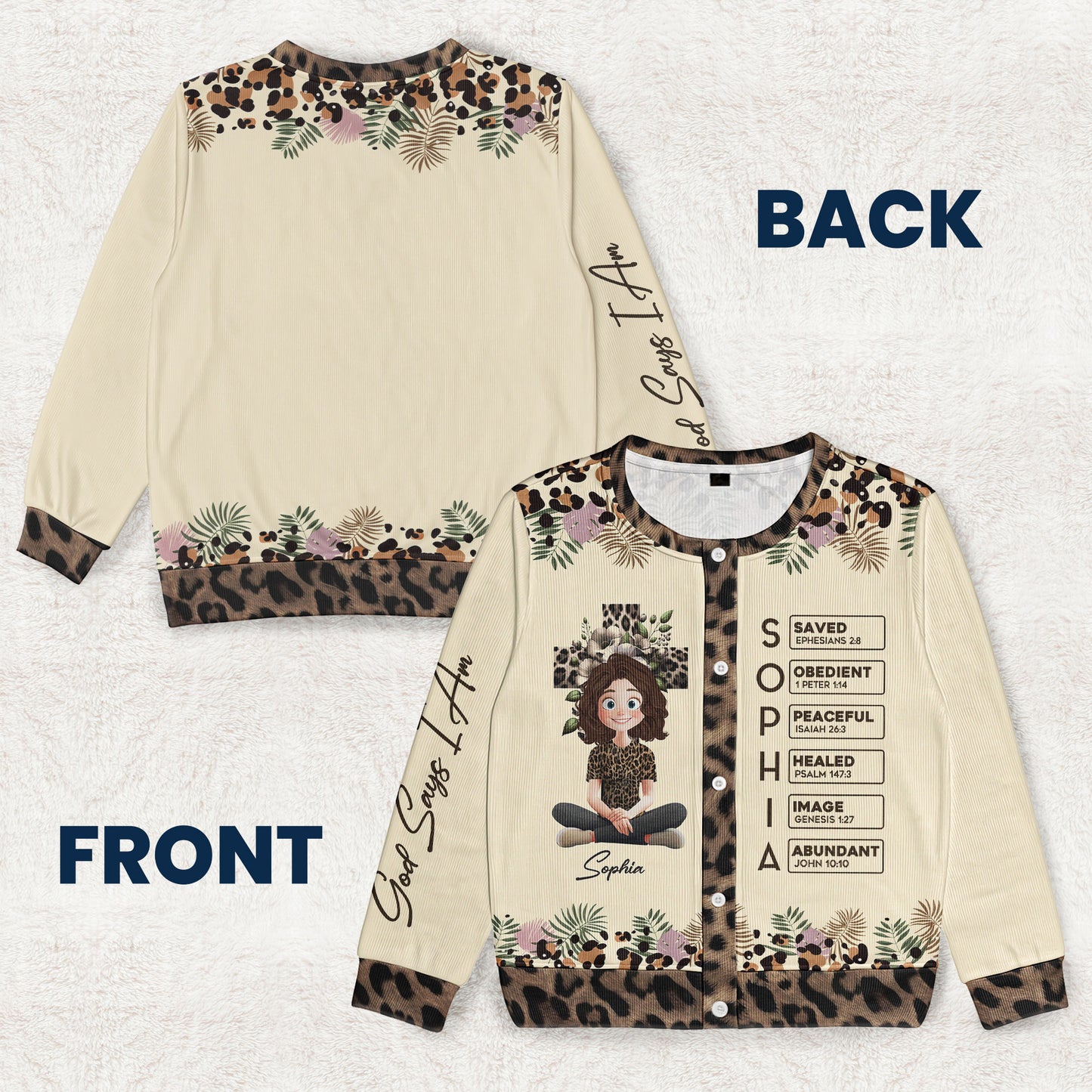 God Says I Am Affirmation - Personalized Crewneck Cardigan