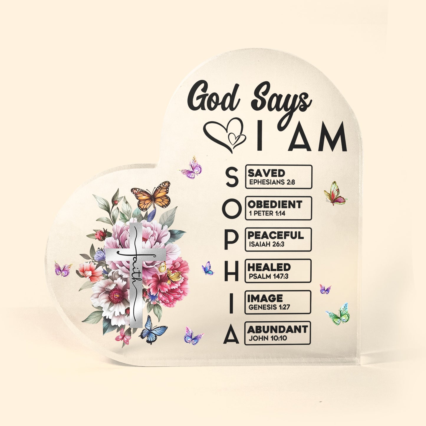 God Says I Am Name In Bible Verse Christian Gifts For Women - Personalized Acrylic Plaque