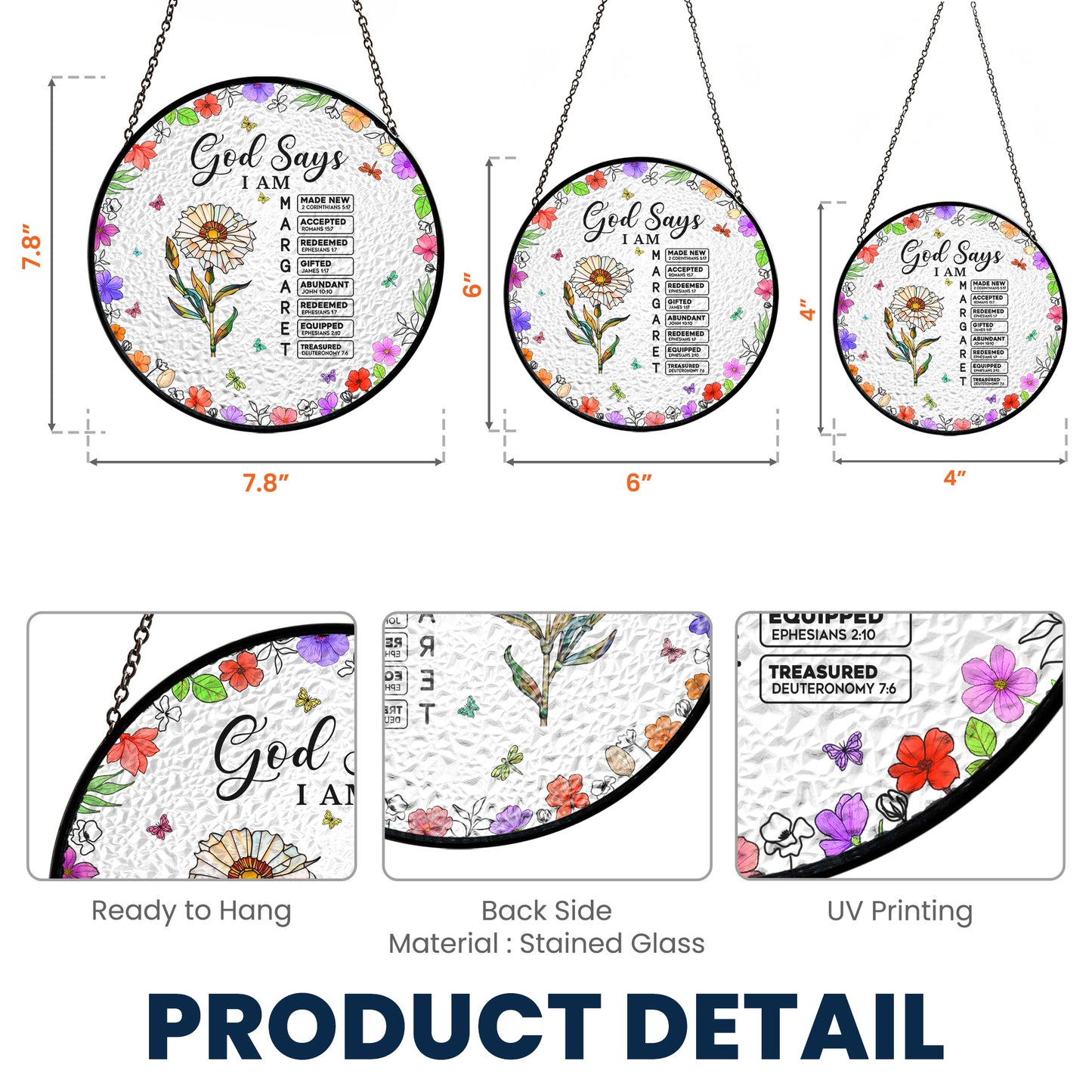 God Says I Am Name Letter In Bible - Personalized Stained Glass Window Hanging Suncatcher