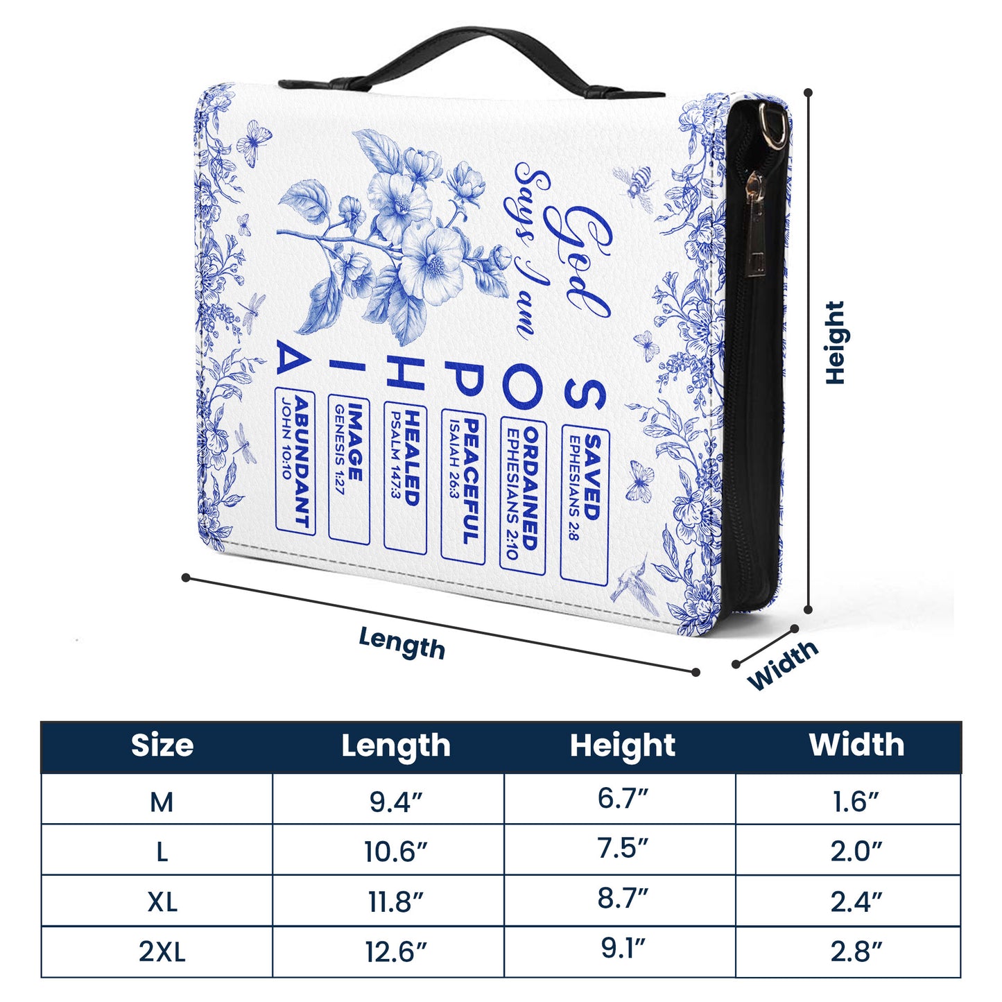 God Says I Am Name Letter In Bible Toile De Jouy Style - Personalized Bible Cover