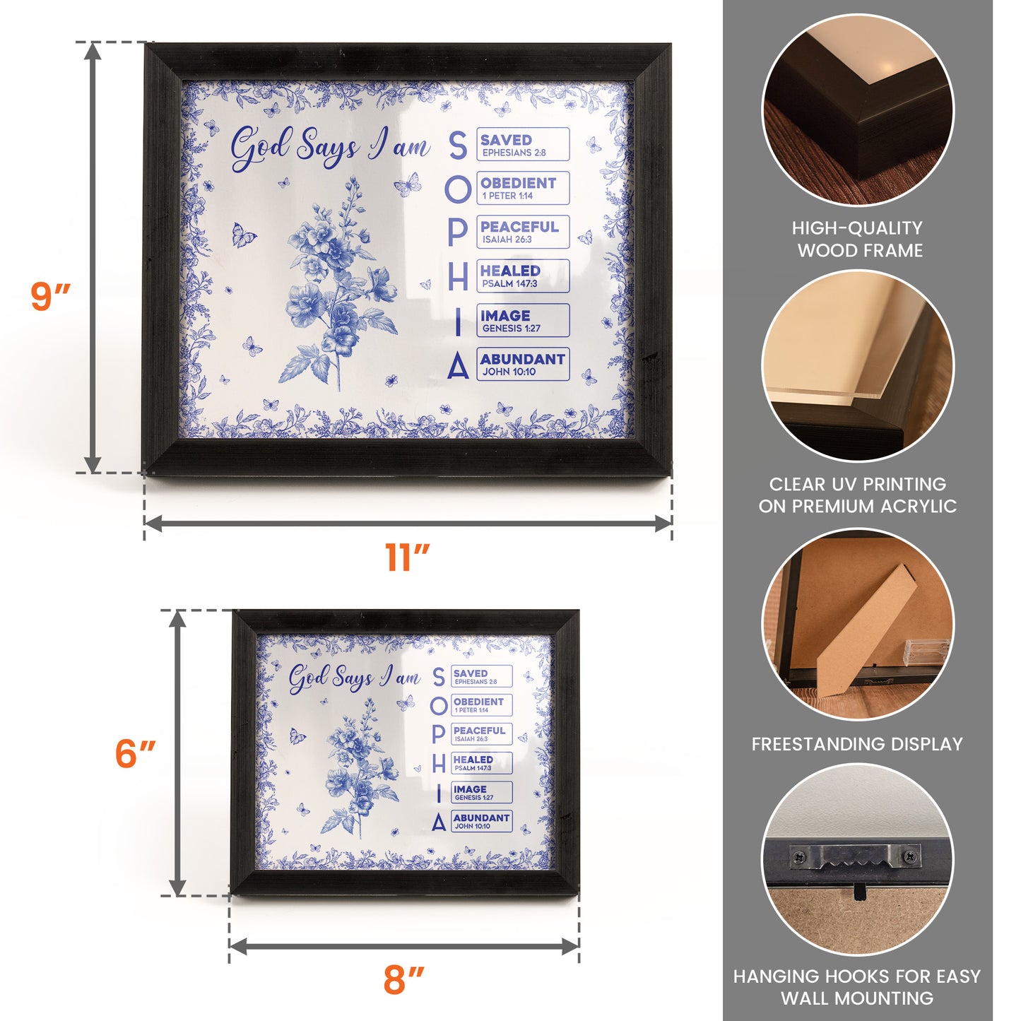 God Says I Am Name Letter In Bible Toile De Jouy Style - Personalized LED Shadow Box