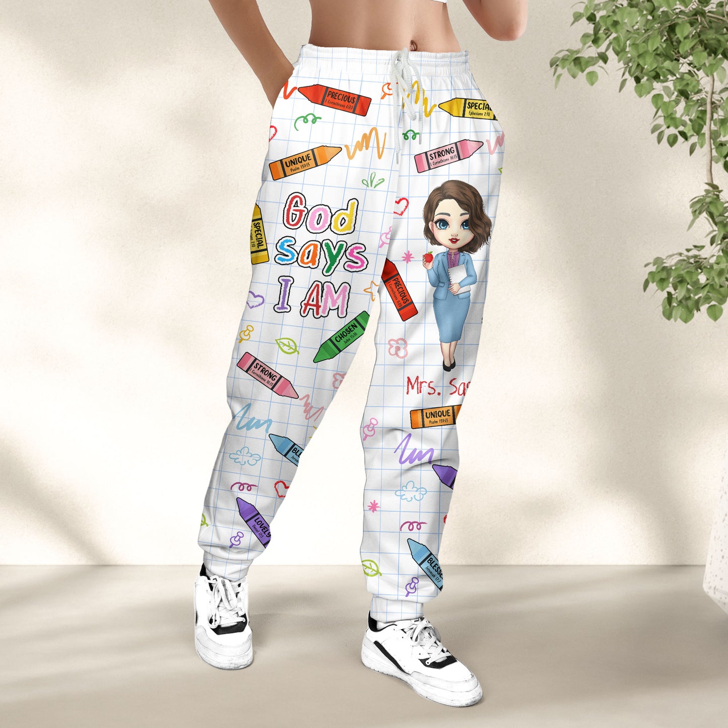 God Says I Am Teacher Bible Verses - Personalized Sweatpants