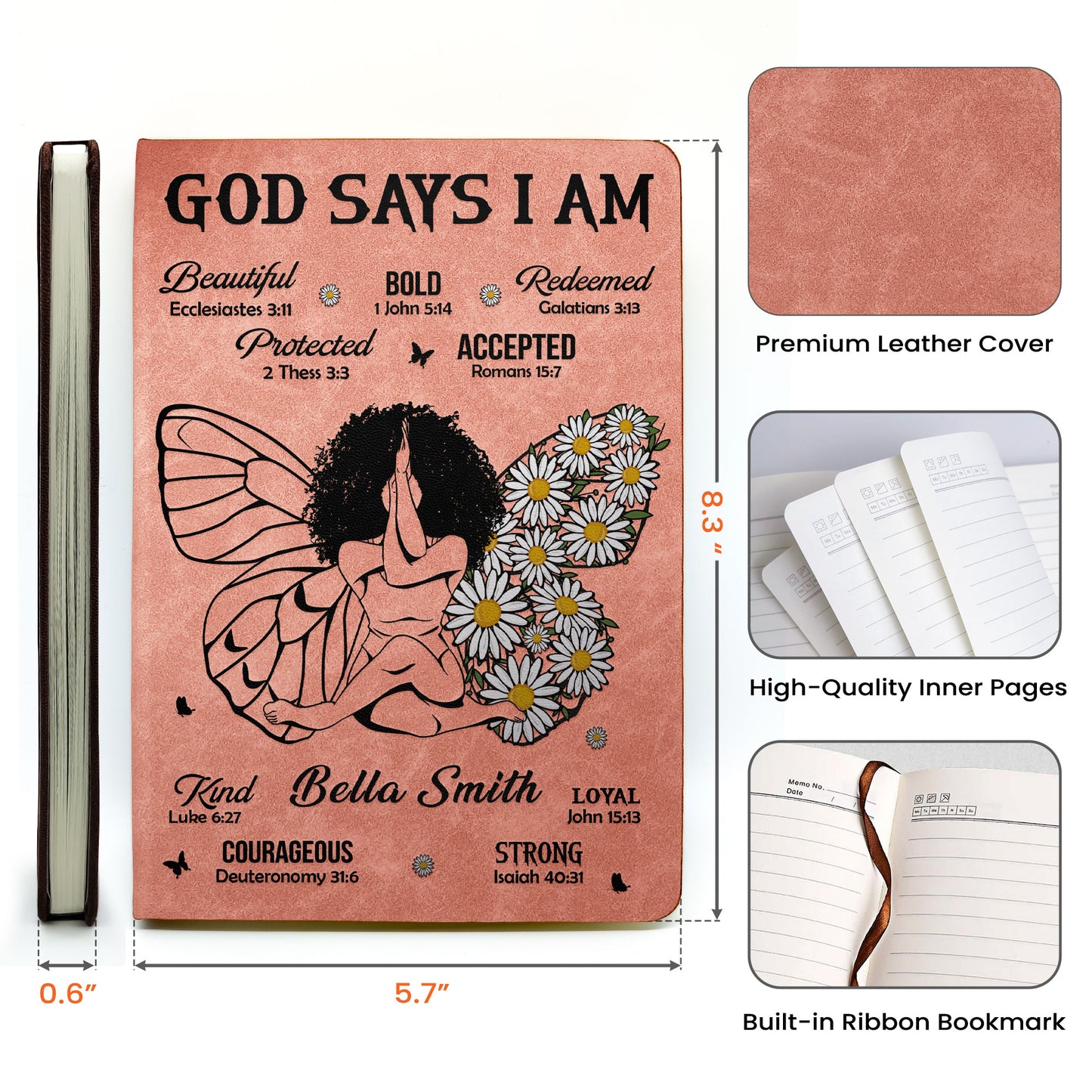 God Says That I Am - Personalized Leather Journal