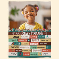 God Says You Are Bible Verses For Daughter, Son - Personalized Photo Blanket