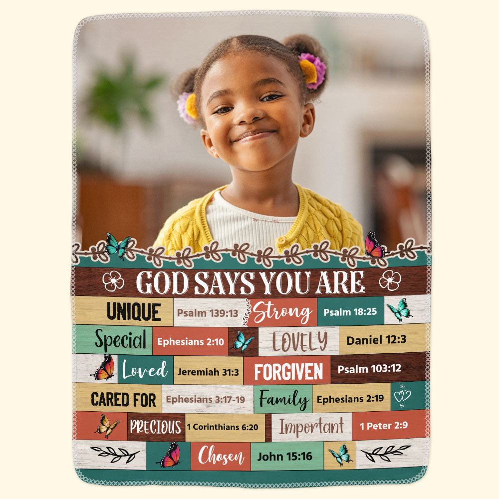 God Says You Are Bible Verses For Daughter, Son - Personalized Photo Blanket